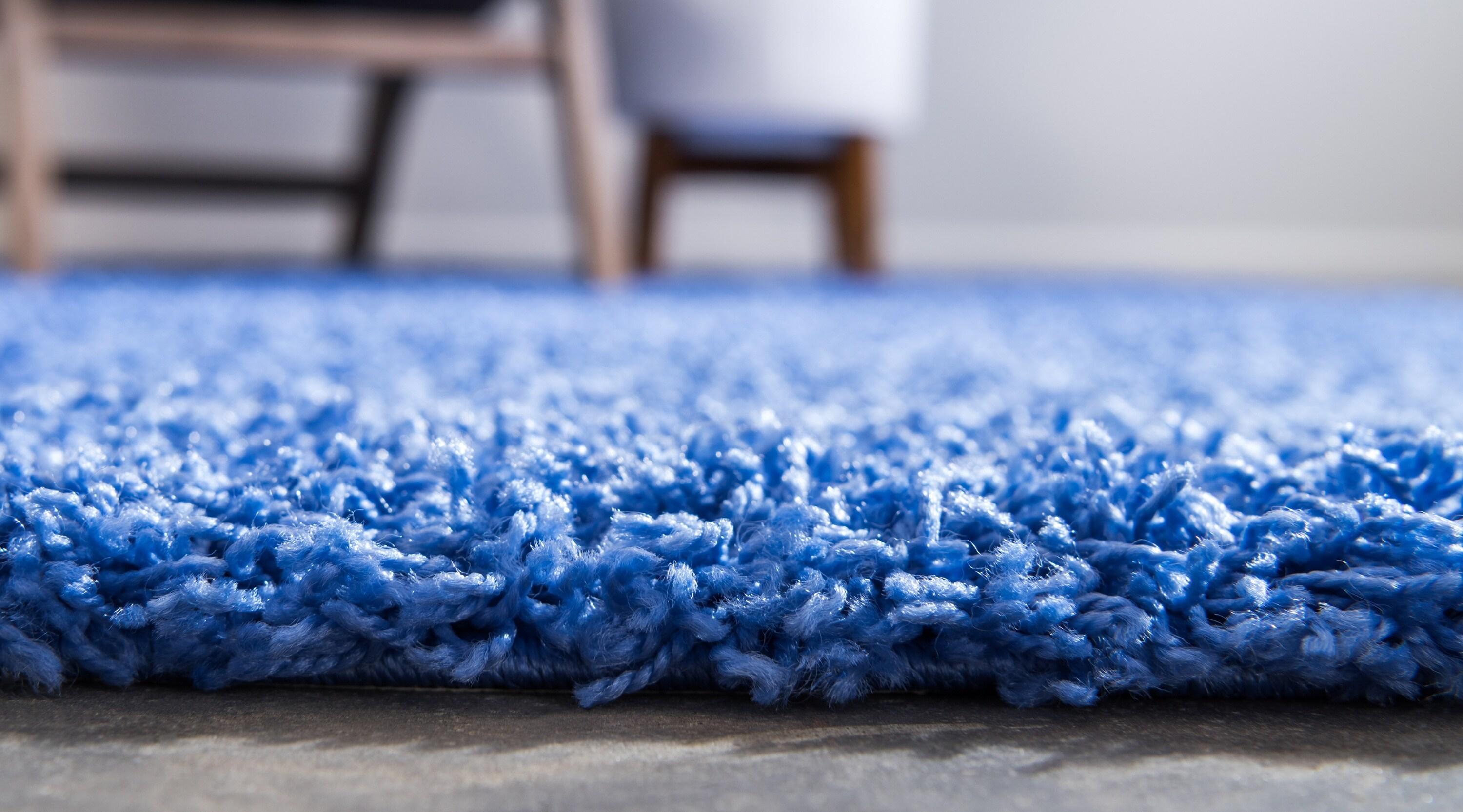 Unique Loom 8' 0 x 11' 0 Rectangle Solid Shag Periwinkle Blue Area Rug