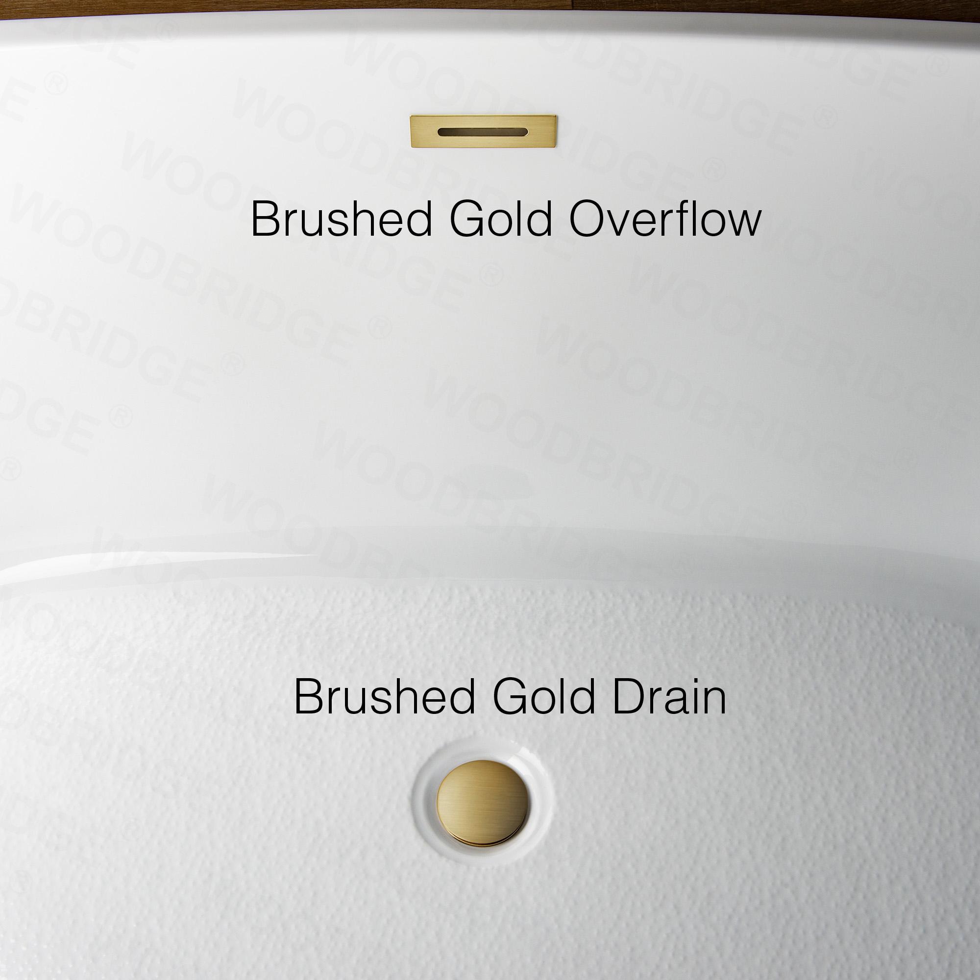 WOODBRIDGE 54" Acrylic Freestanding Bathtub Contemporary Soaking White Tub with Brushed Gold Overflow and Drain,B1702-BG