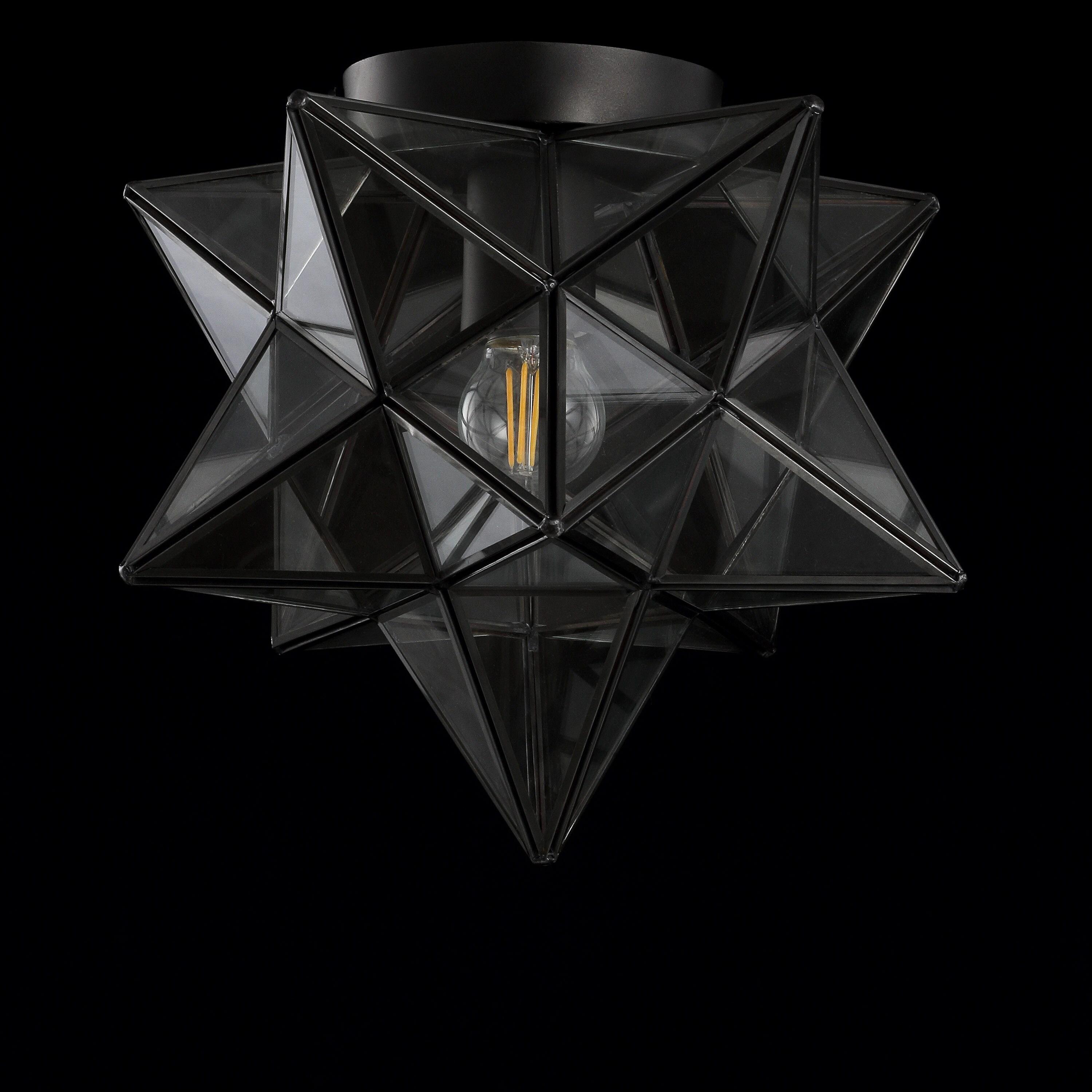 Stella 12" Moravian Star Metal/Clear Glass LED Flush Mount, Oil Rubbed Bronze