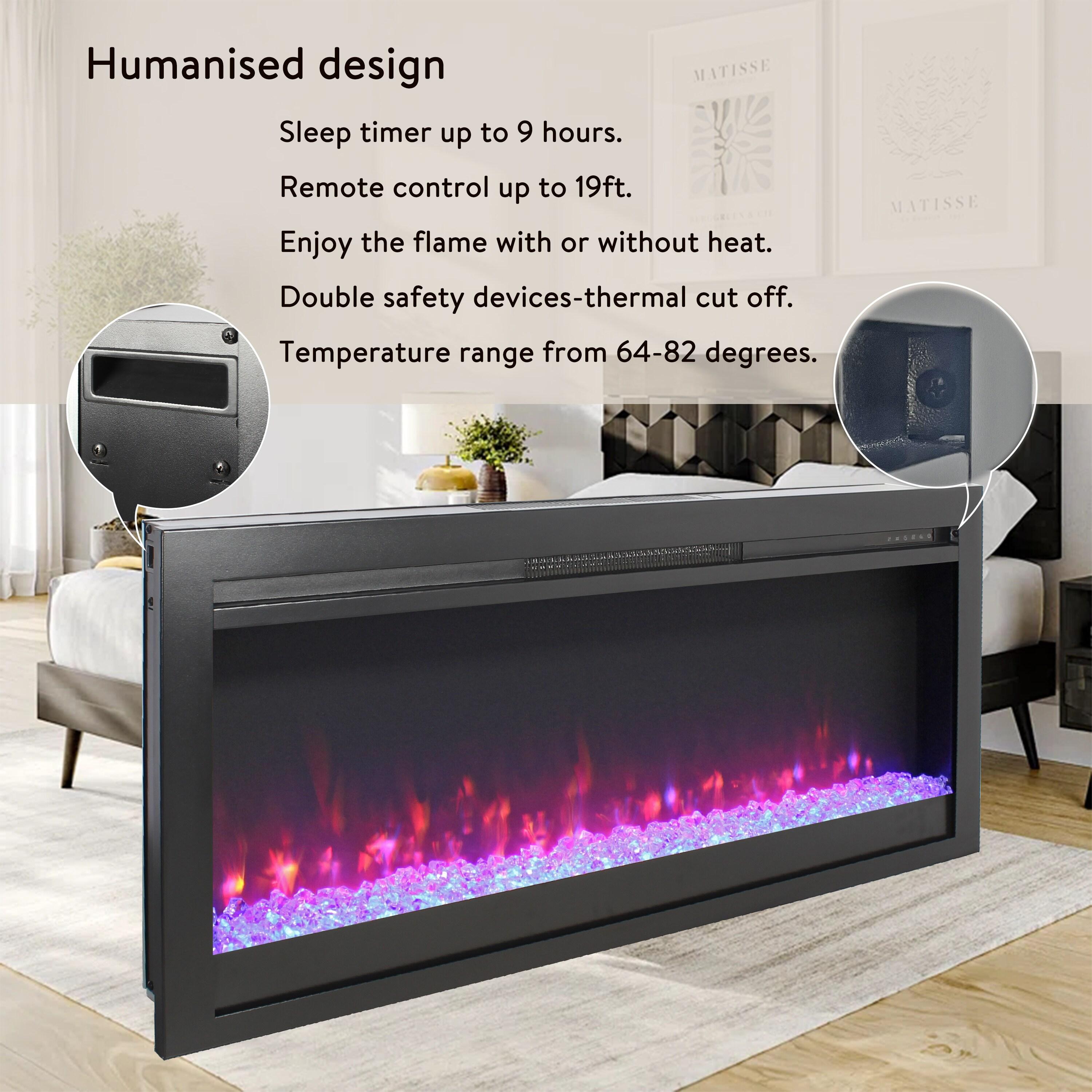 35"W Recessed Multicolor LED Electric Fireplace - 35