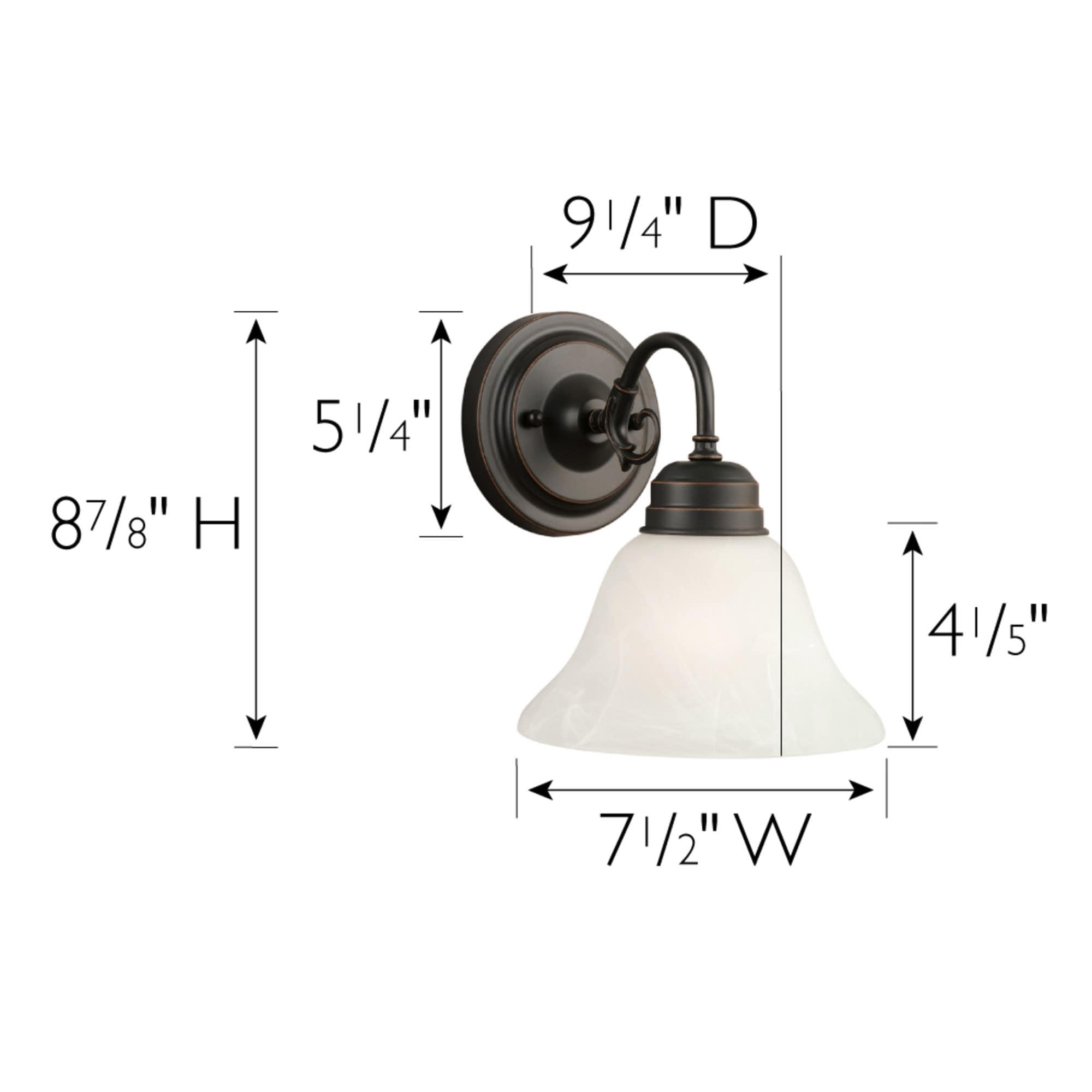 Design House Millbridge Traditional 1-Light Dimmable Wall Light w/ Alabaster Glass in Oil Rubbed Bronze