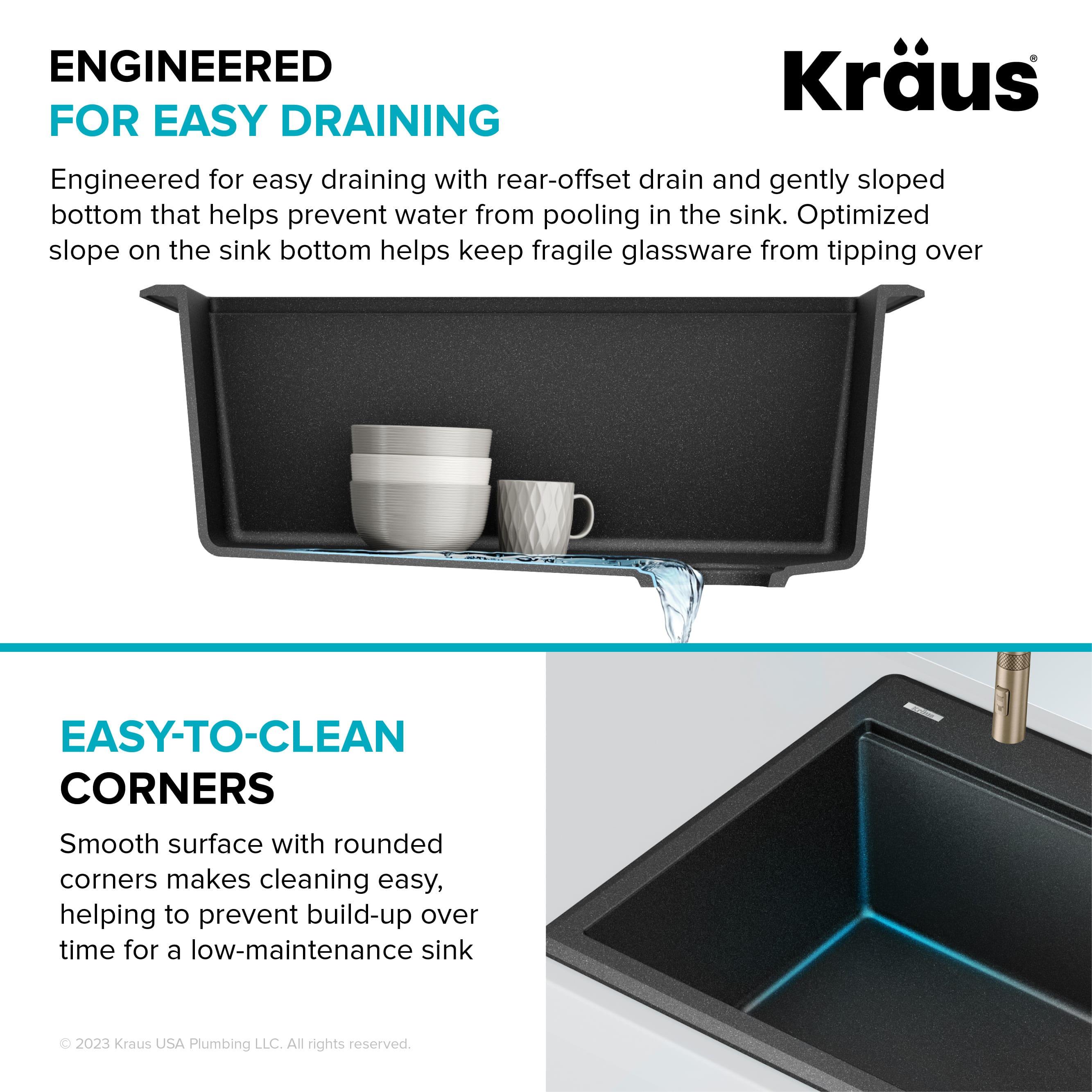 KRAUS Bellucci Granite Composite Workstation Drop-In Top Mount Single Bowl Kitchen Sink with Accessories