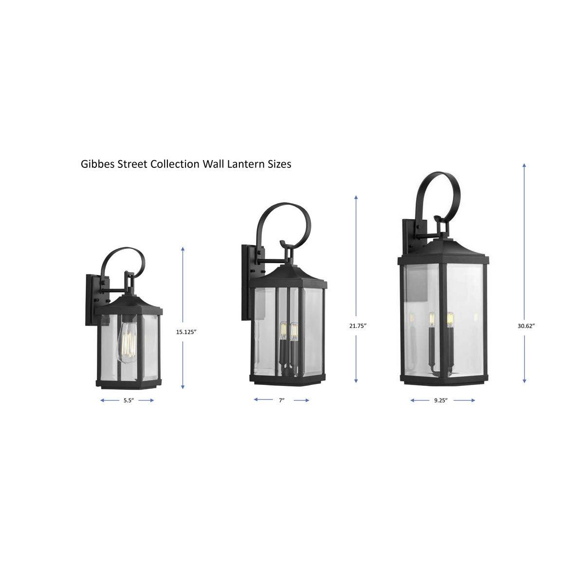 Progress Lighting Gibbes Street 3-Light Wall Lantern in Antique Bronze with Clear Beveled Glass Shade