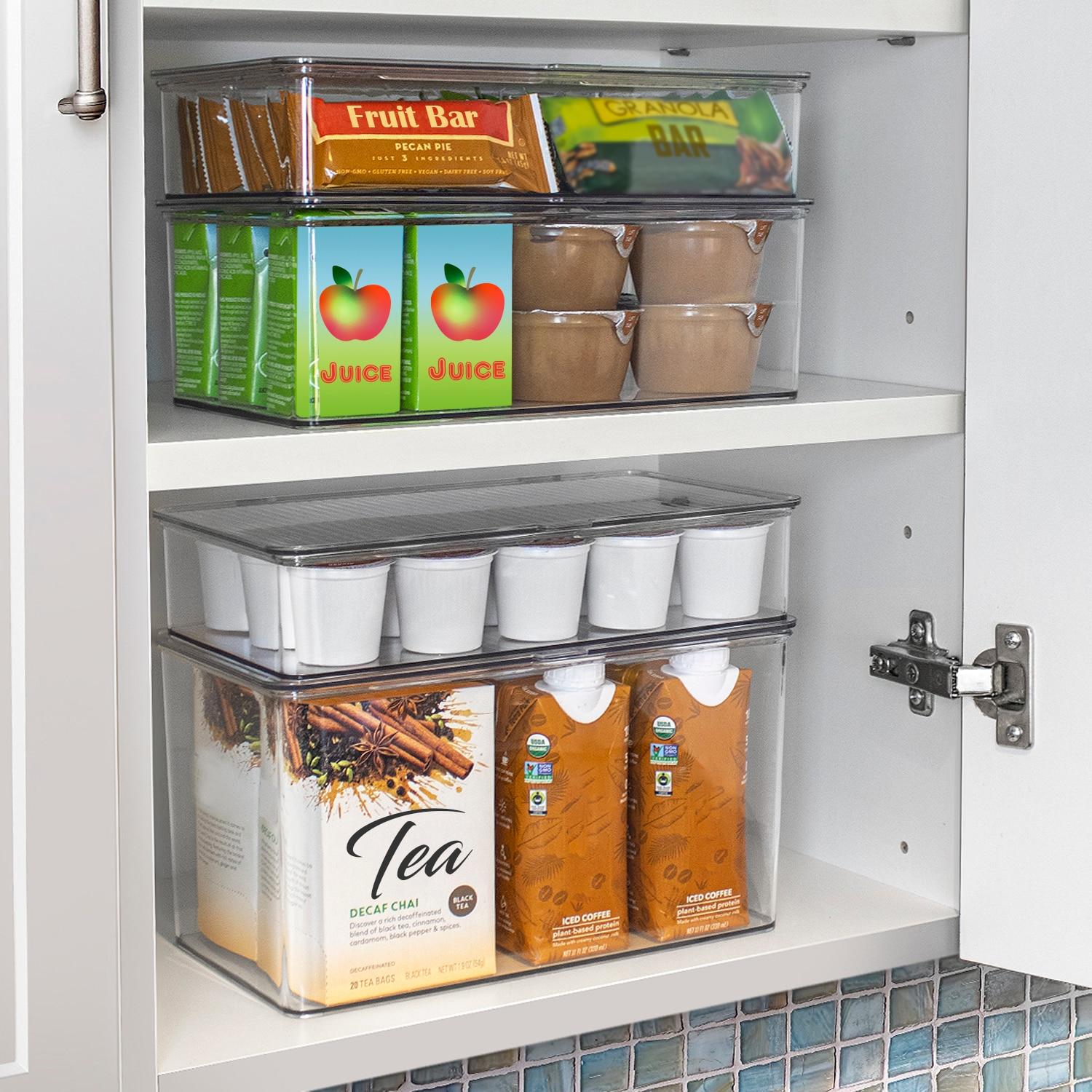 Sorbus Variety Clear Storage Bins For Pantry & Fridge With Hinged Lids, 3 Piece