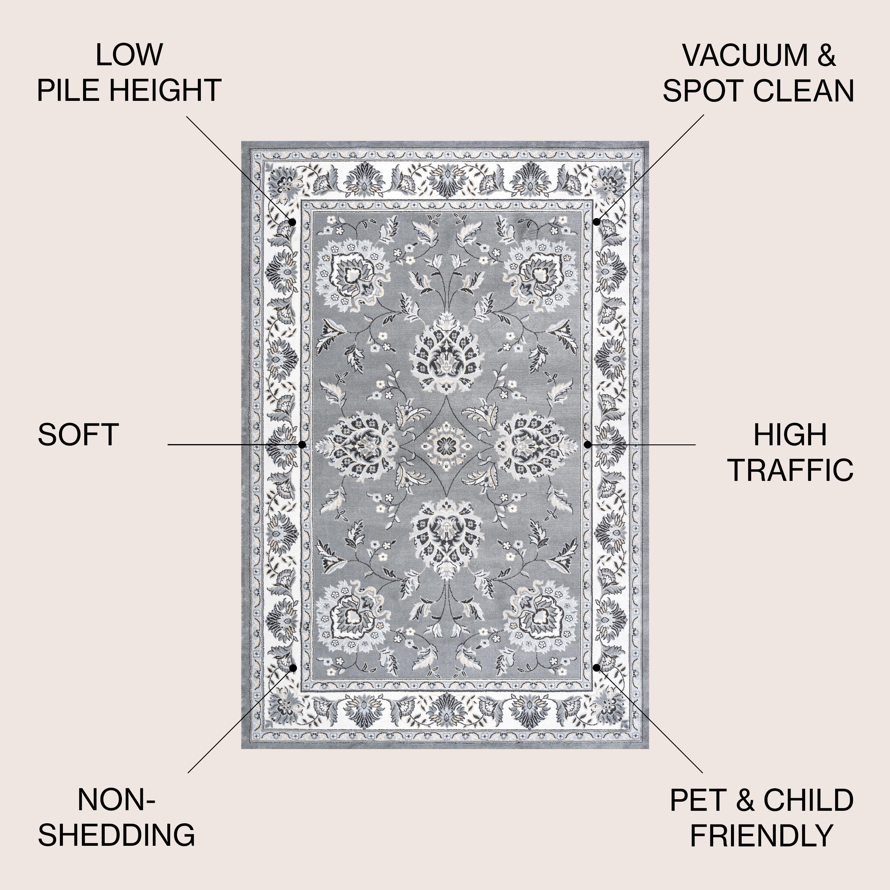 5'x 8' Cherie French Cottage Area Rug, Gray/Cream - JONATHAN Y