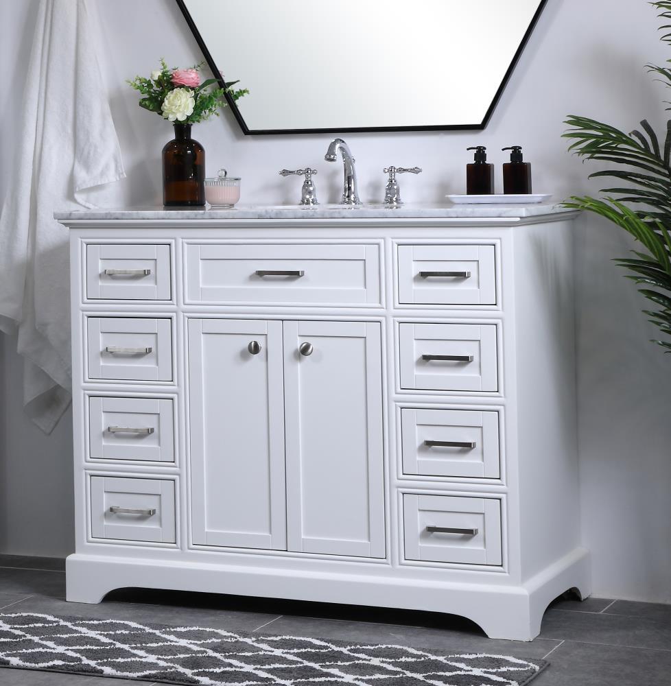 Elegant Decor Americana 42" Single Marble Top Bathroom Vanity in White