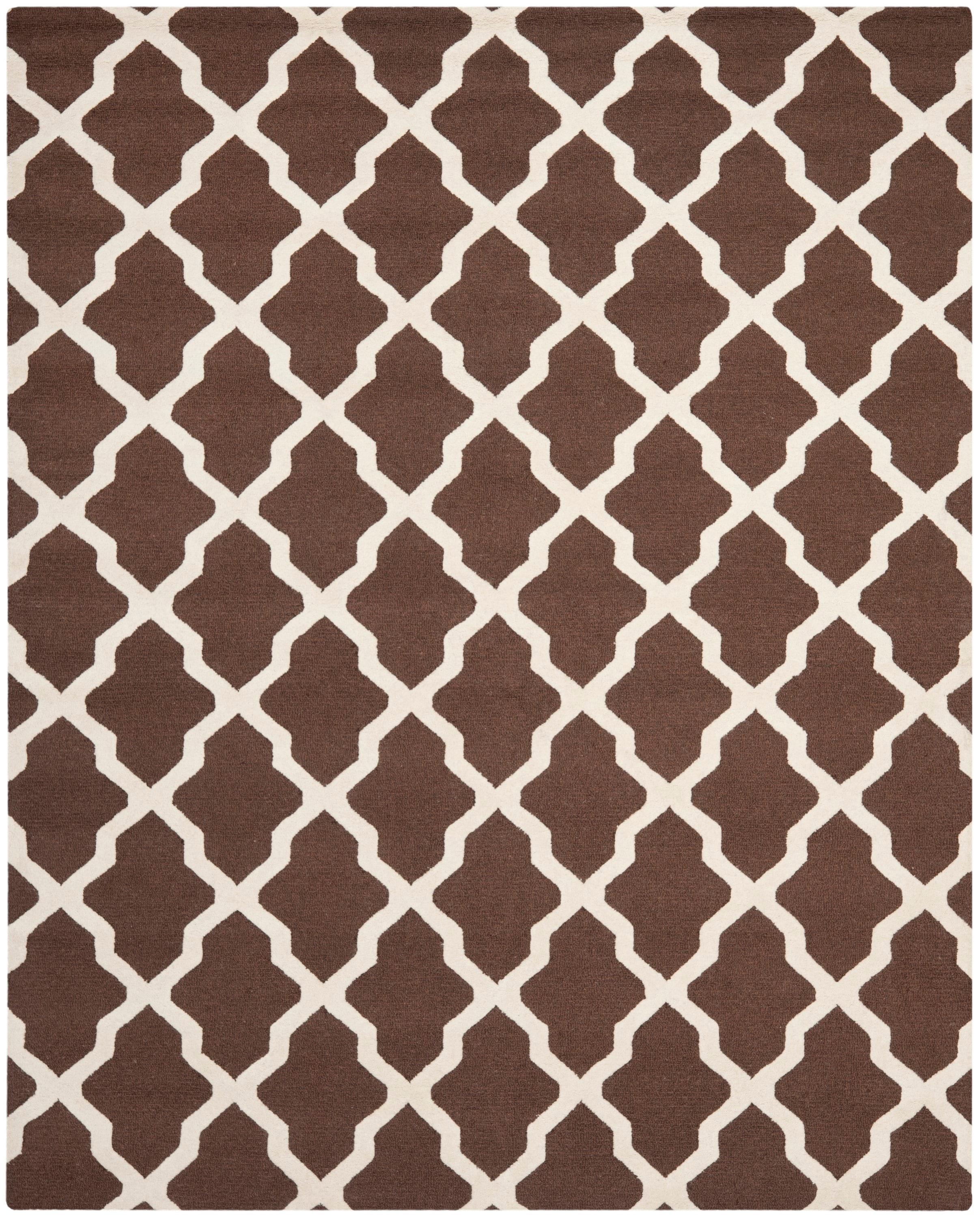SAFAVIEH Cambridge Liam Geometric Wool Area Rug, Dark Brown/Ivory, 8' x 10'