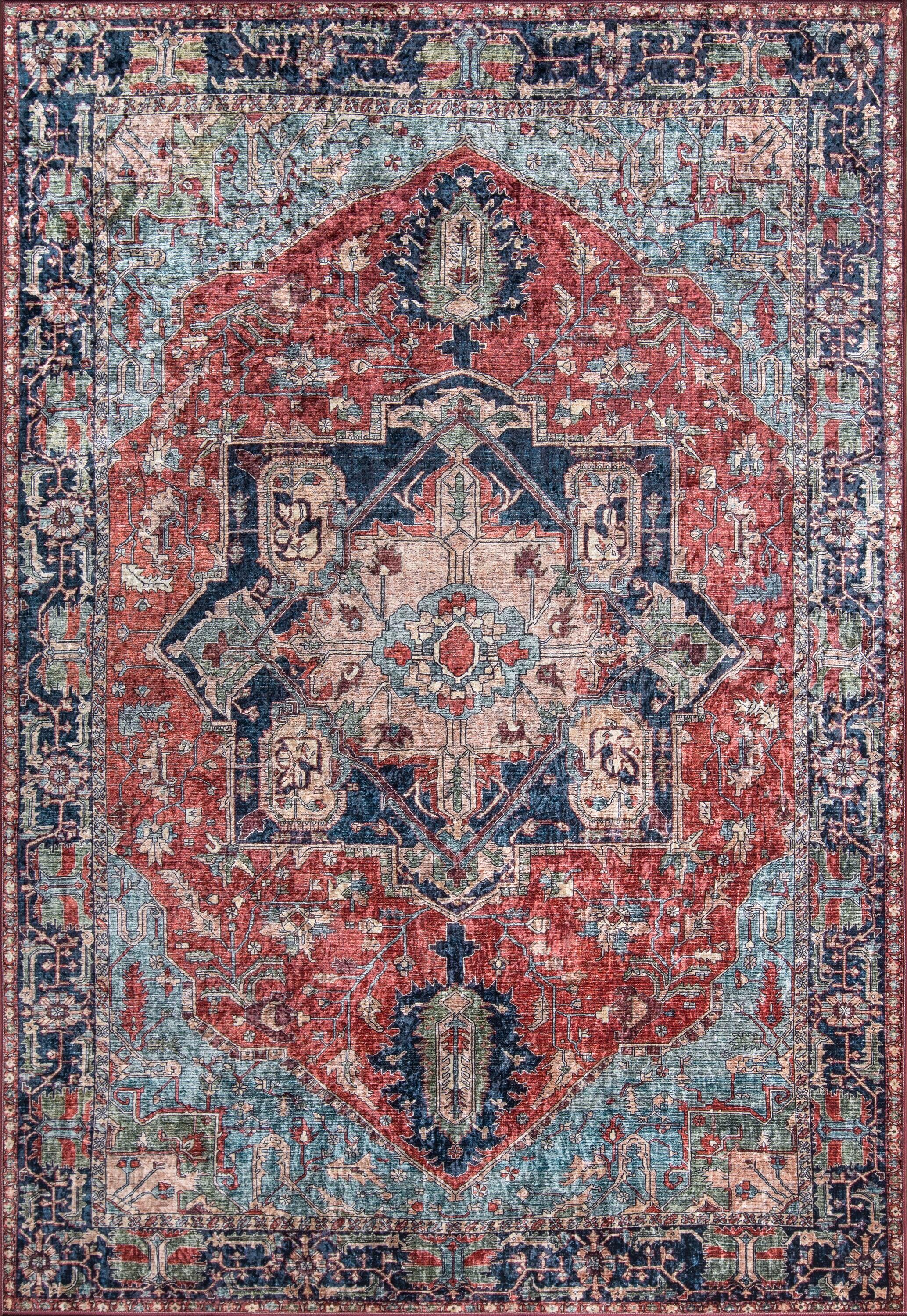 Momeni 2'x3' Karachi Betan Accent Rug Blue/Red