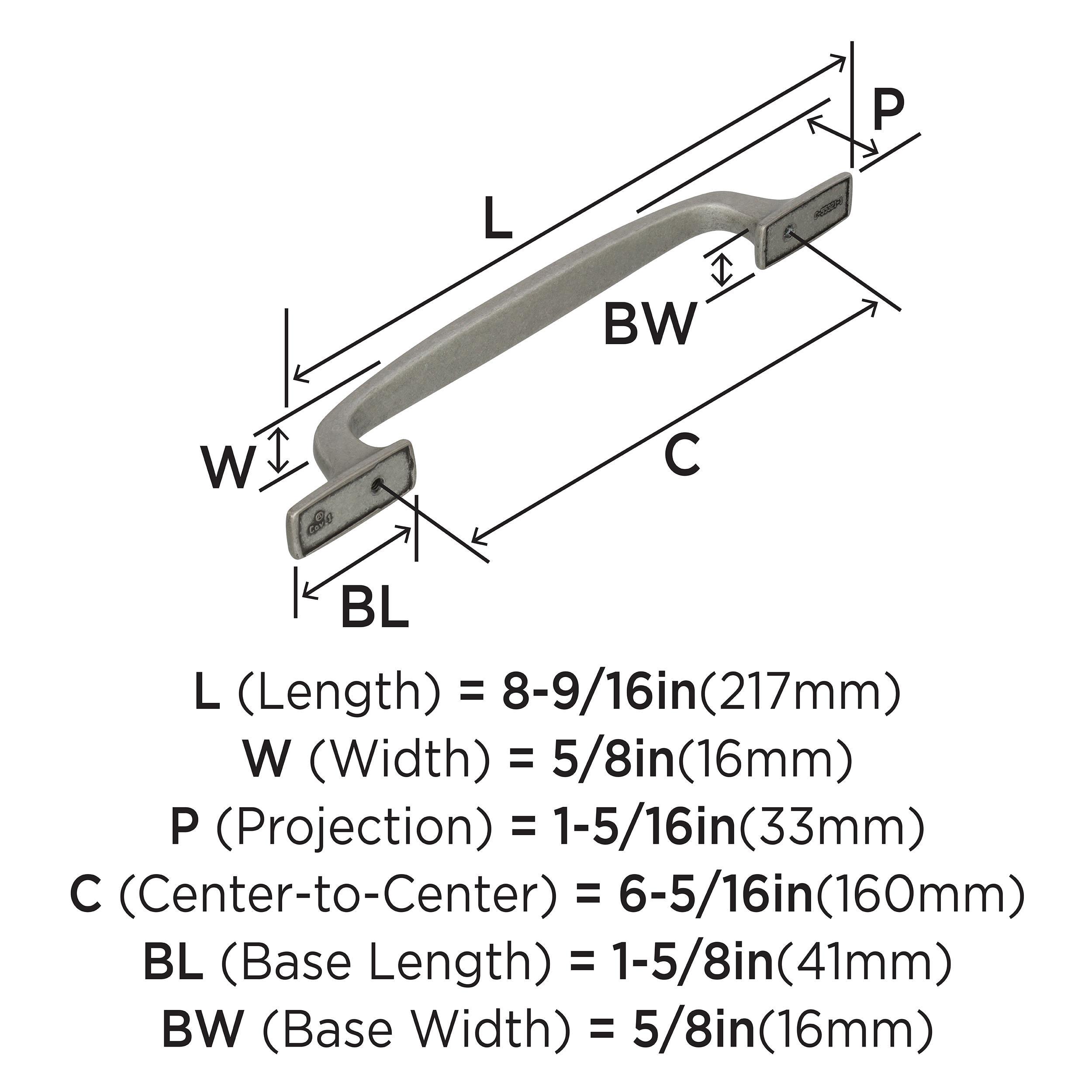 Amerock Highland Ridge 6-5/16 inch (160mm) Center-to-Center Aged Pewter Cabinet Pull