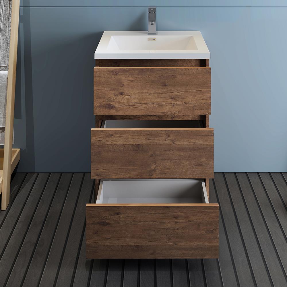 Lazzaro 24" Freestanding Modern Bathroom Vanity with Integrated Single Sink - Faucet Not Included