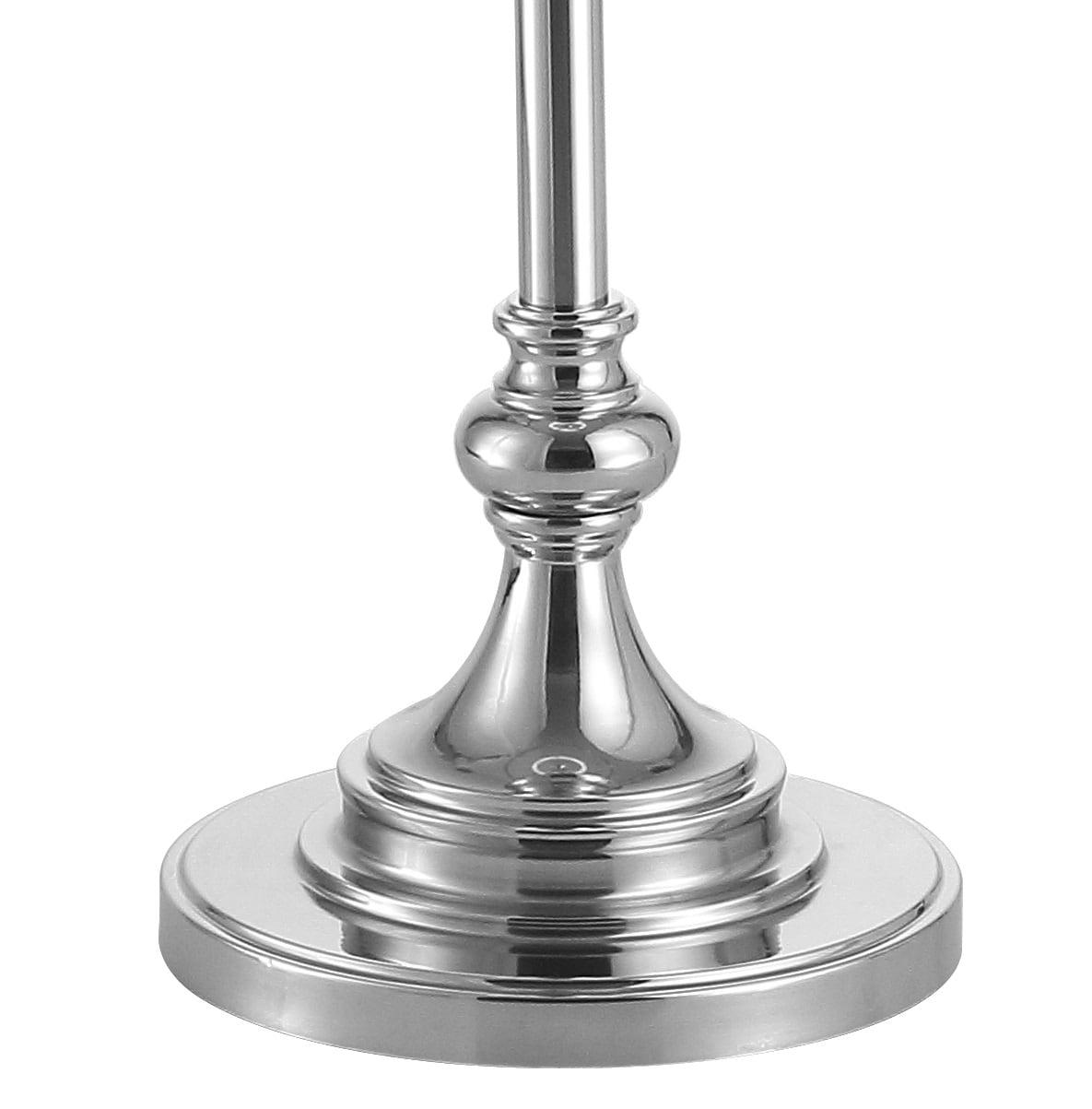 JONATHAN Y JYL3055B Cora 60" Metal/Glass LED Side Table and Floor Lamp, Contemporary, Transitional for living room, dinning room, bedroom, office Bulb Included, Chrome