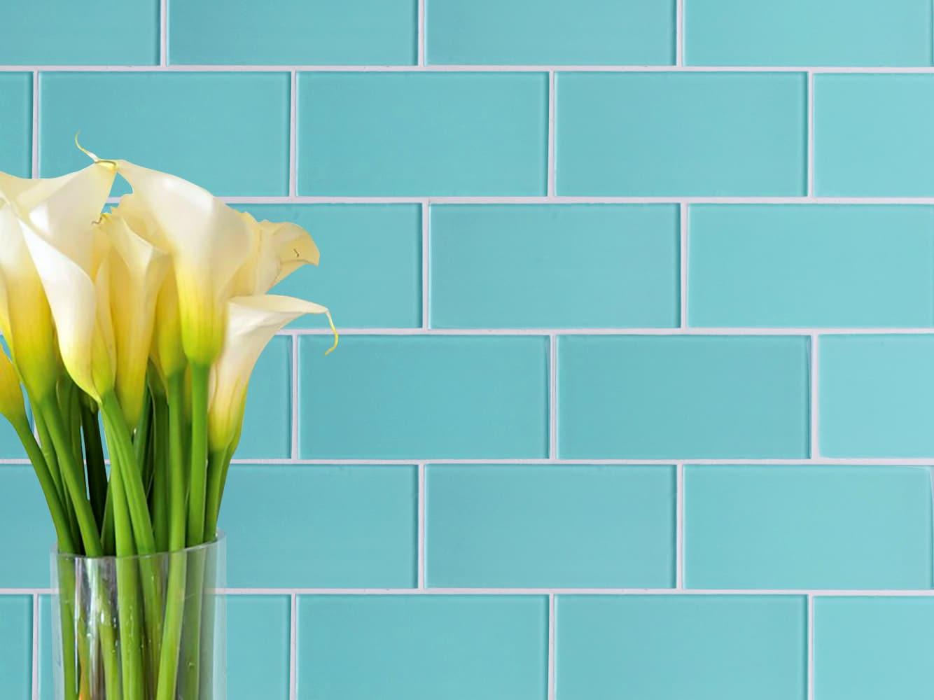 3'' W x 6'' L Glass Peel and Stick Subway Tile