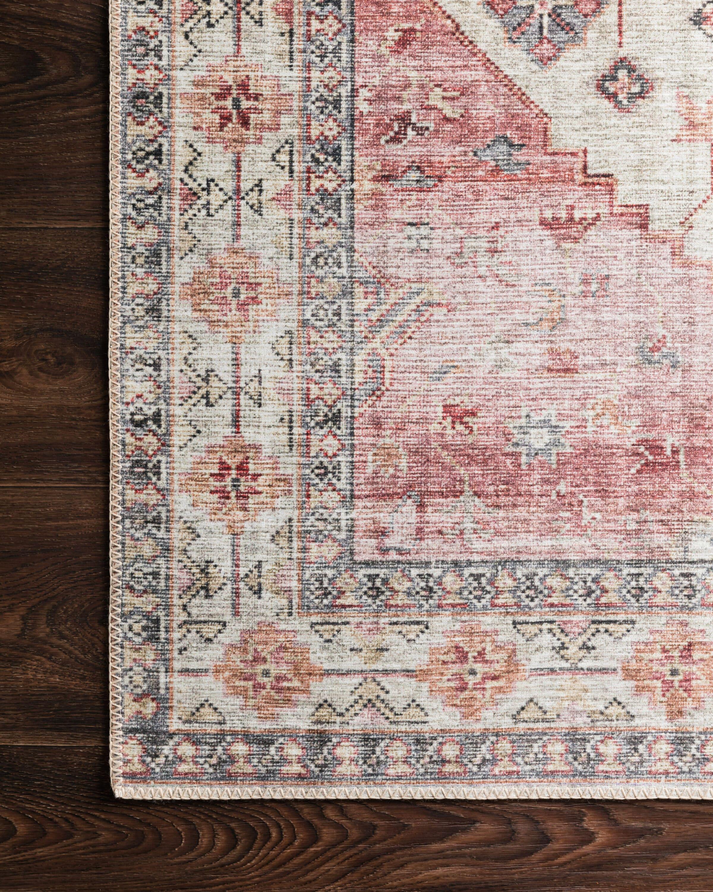 Ivory and Berry Hand-Knotted Round Wool Area Rug