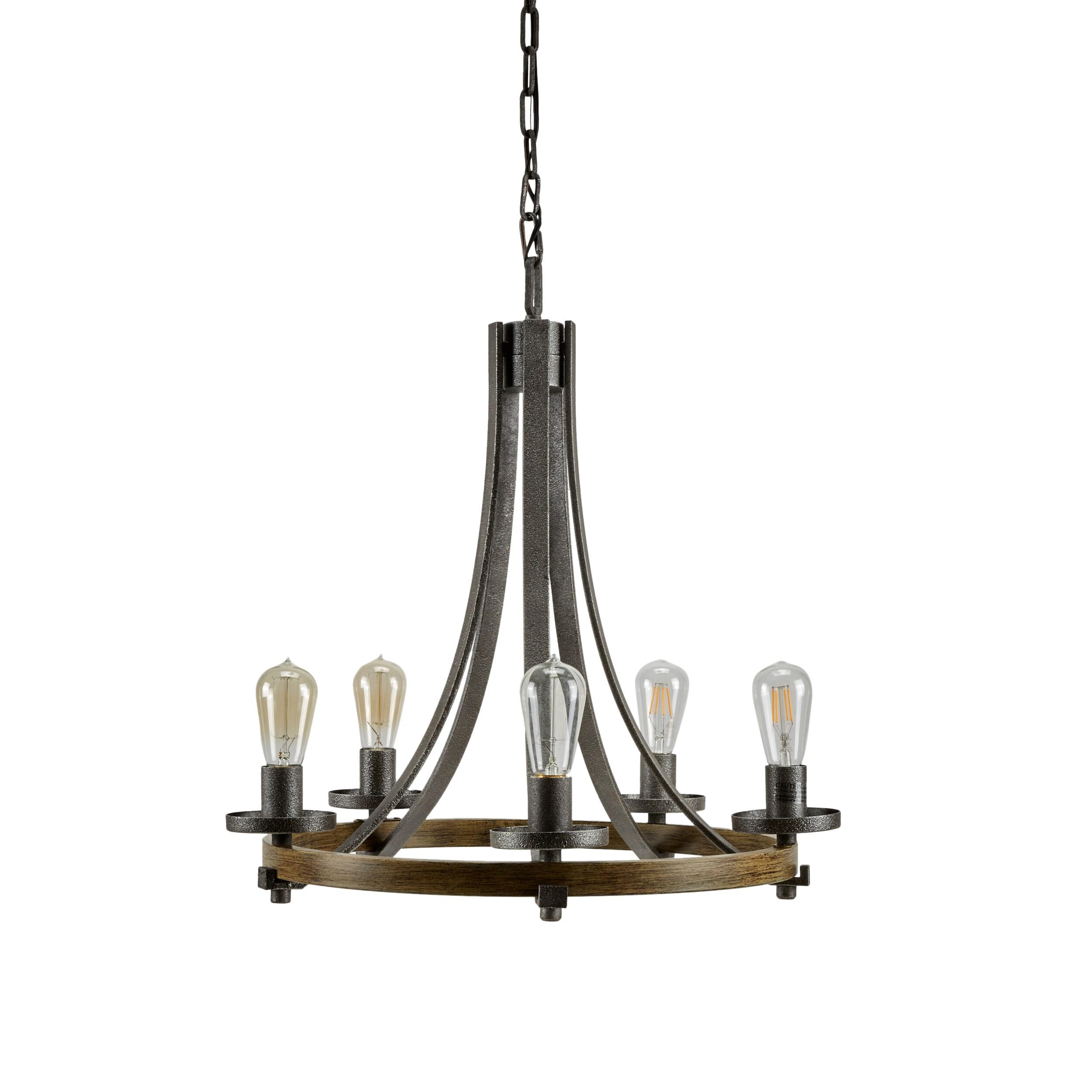 Steffens Iron & Textured Glass Chandelier (24"-48")