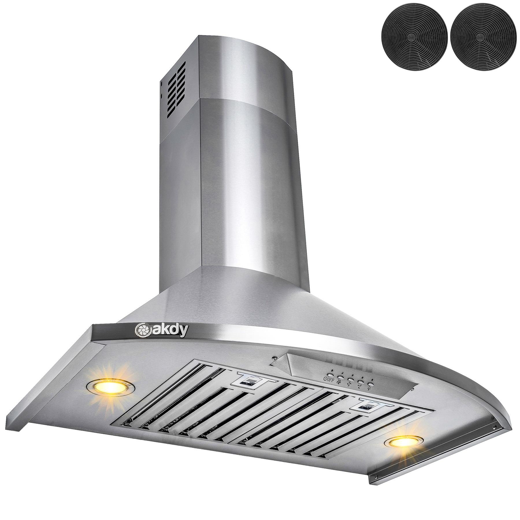 30-in Convertible 343 CFM Stainless Steel Wall Mount Range Hood with Carbon Filter