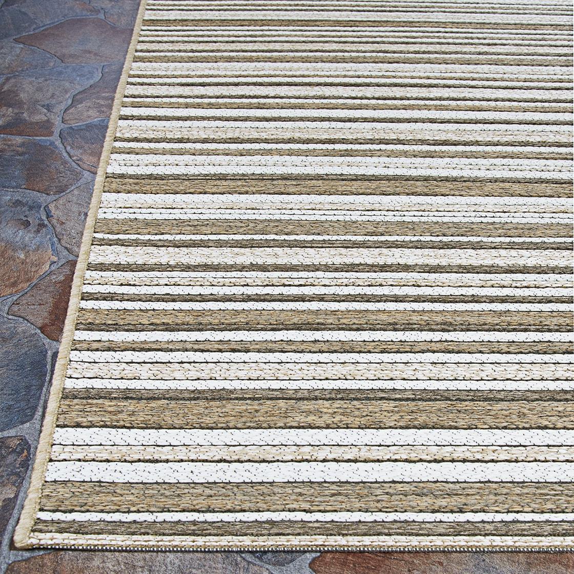 Couristan Cape 3 x 5 (ft) Loomed Polypropylene Light Brown-Ivory Rectangular Indoor/Outdoor Stripe Area rug