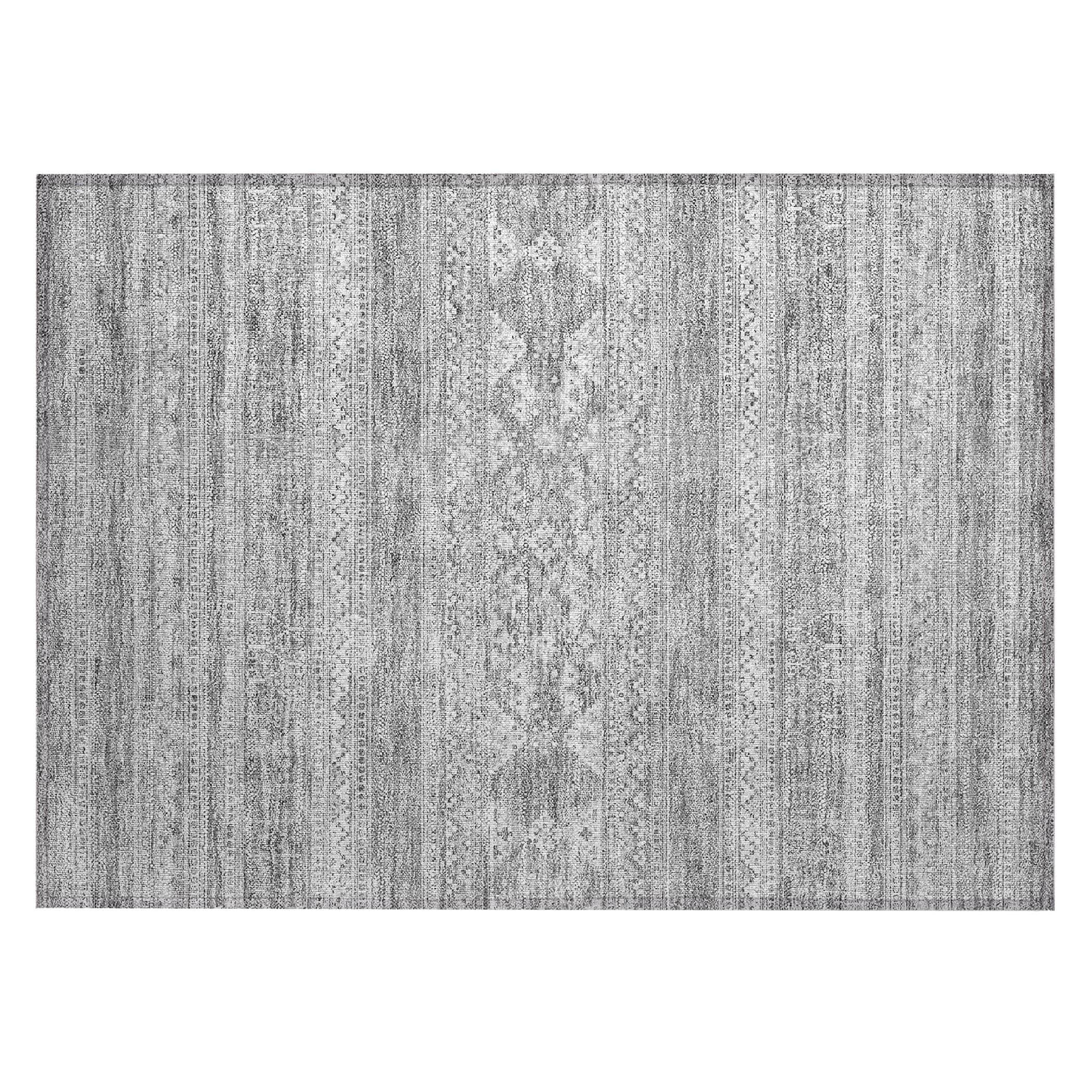 Silver Flat Woven Synthetic Indoor/Outdoor Area Rug