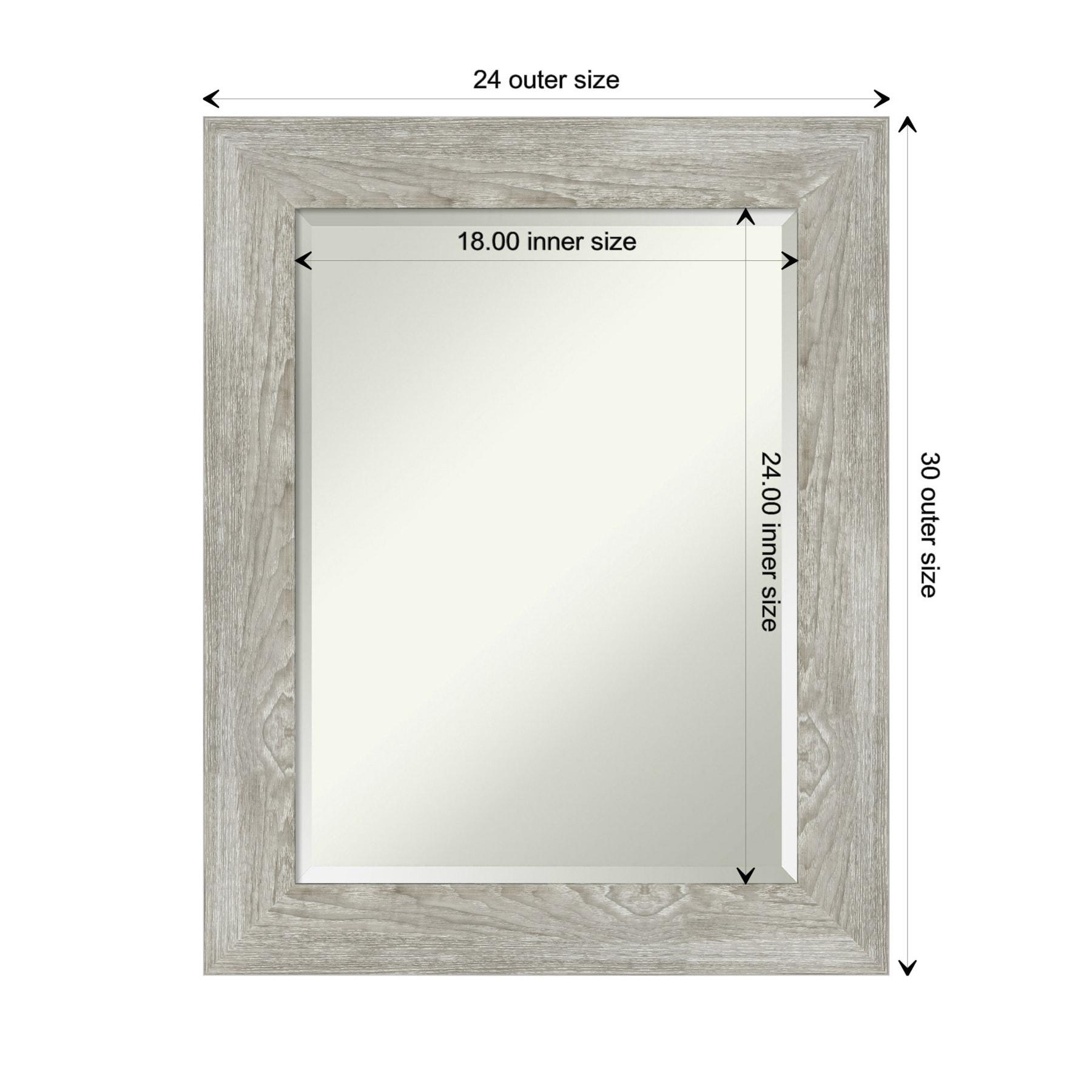 Amanti Art Beveled Bathroom Wall Mirror - Dove Greywash Frame Outer Size: 24 x 30 in