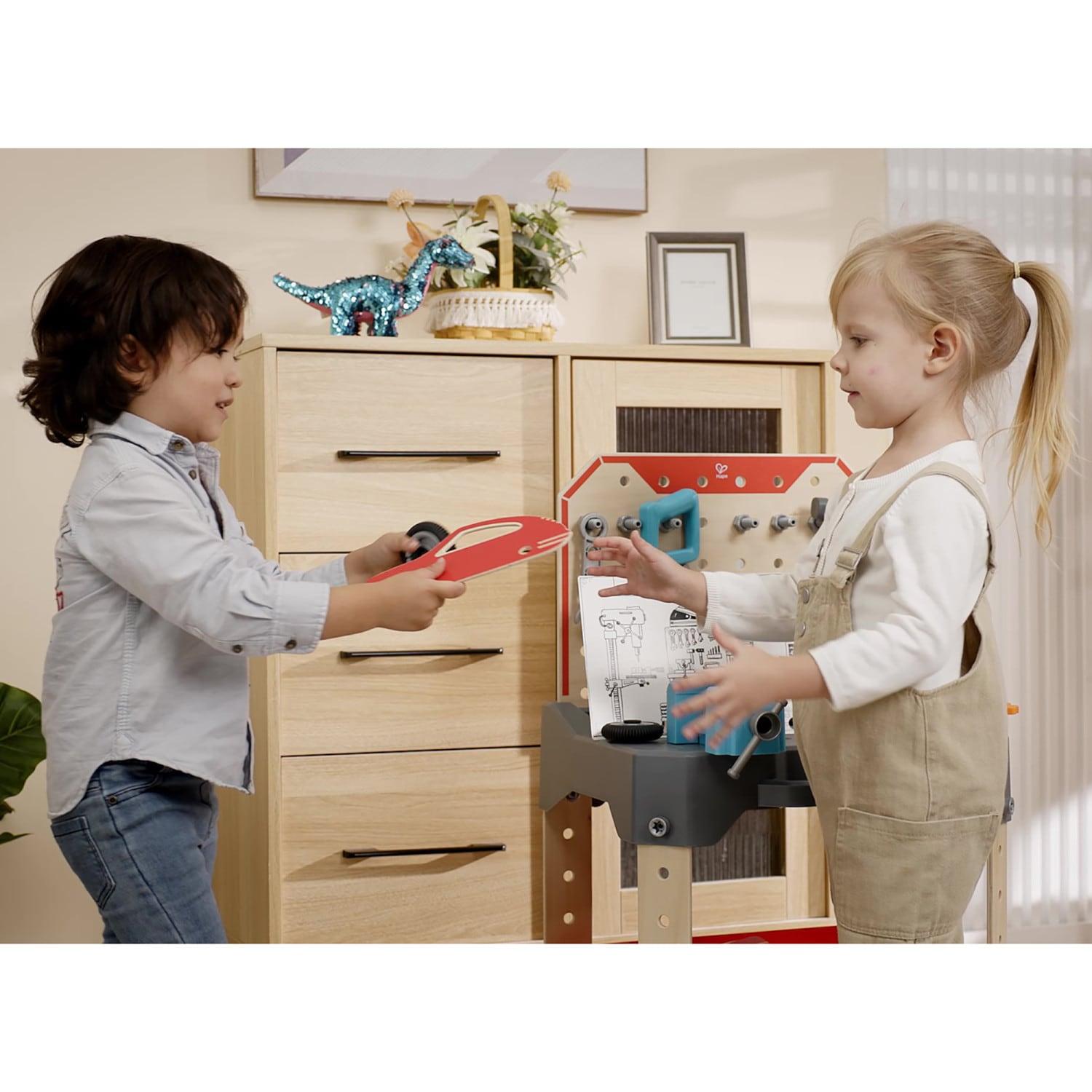 Hape: Junior Inventor: Vehicle Service & Repair Workbench - 71pc, Ages 3+