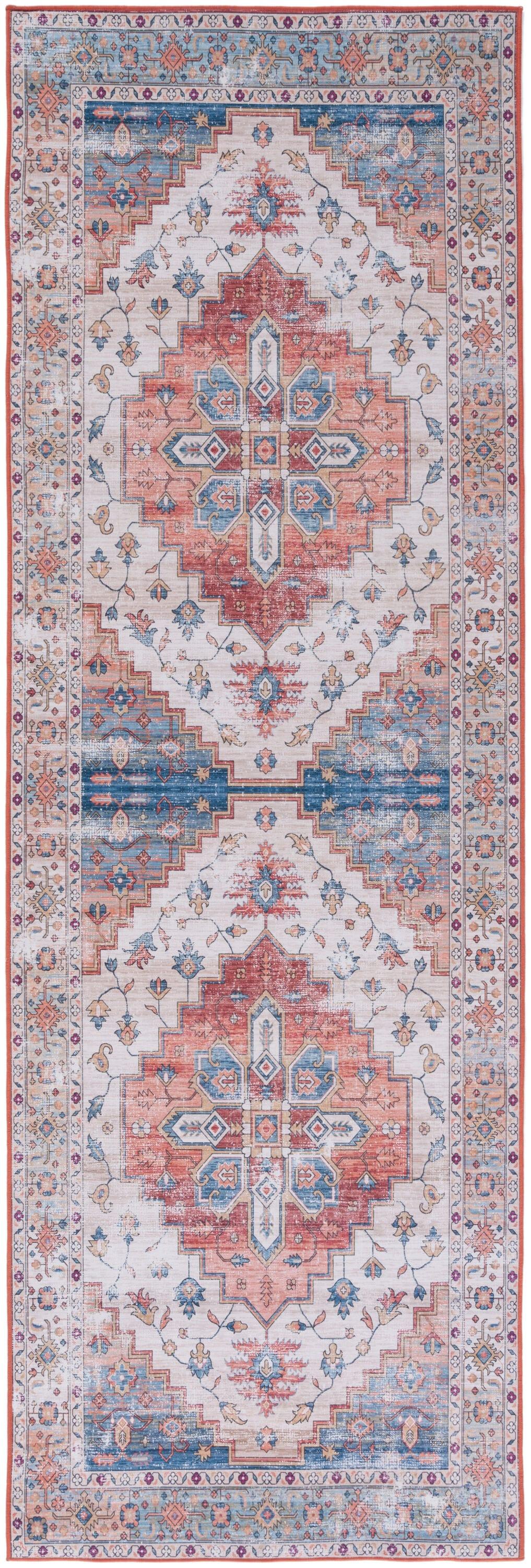 Tucson TSN109 Power Loomed Machine Washable Runner Rug - Beige/Blue - 2'6"x16' - Safavieh.