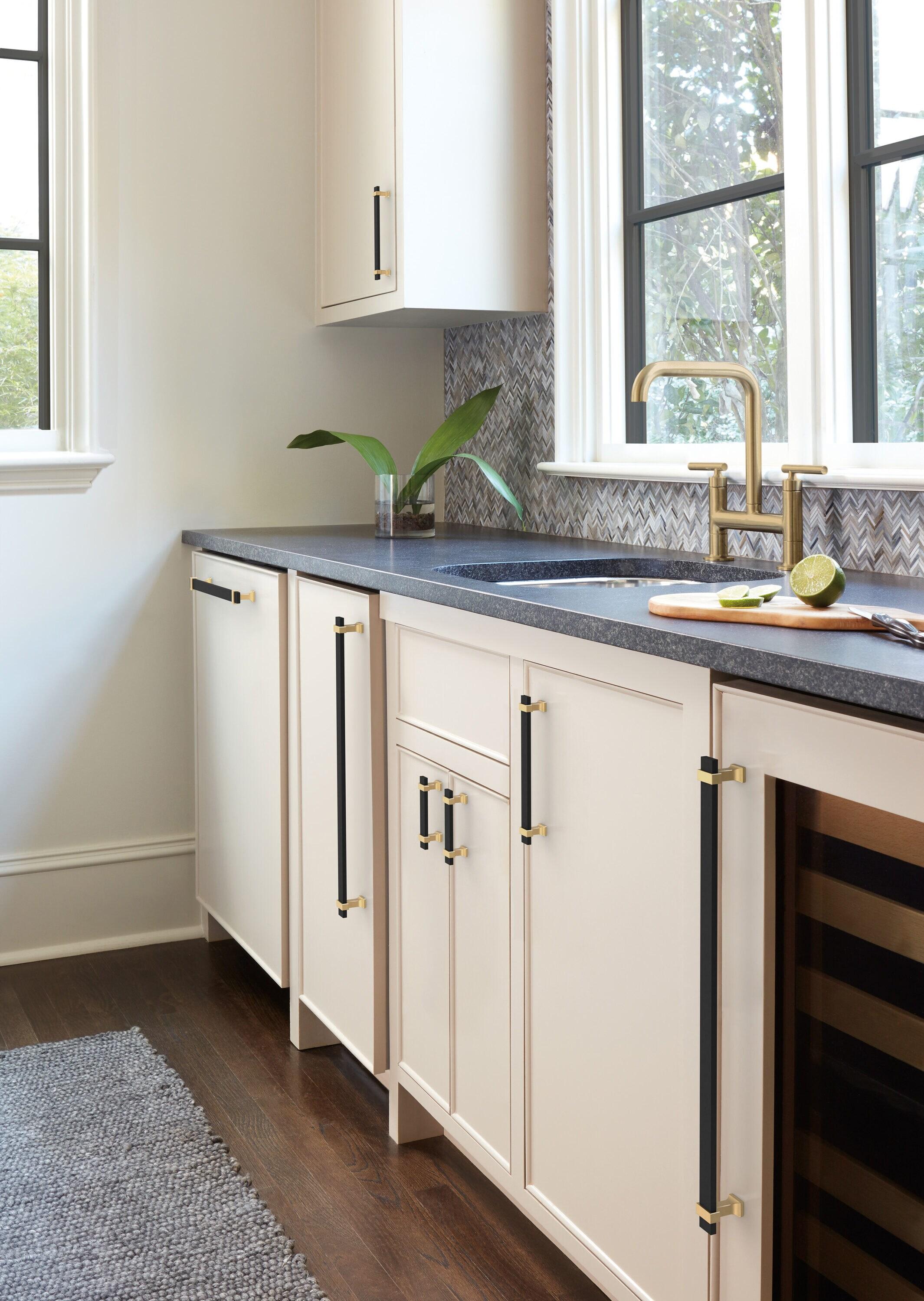 Amerock Overton 12 inch (305mm) Center-to-Center Brushed Matte Black/Champagne Bronze Appliance Pull