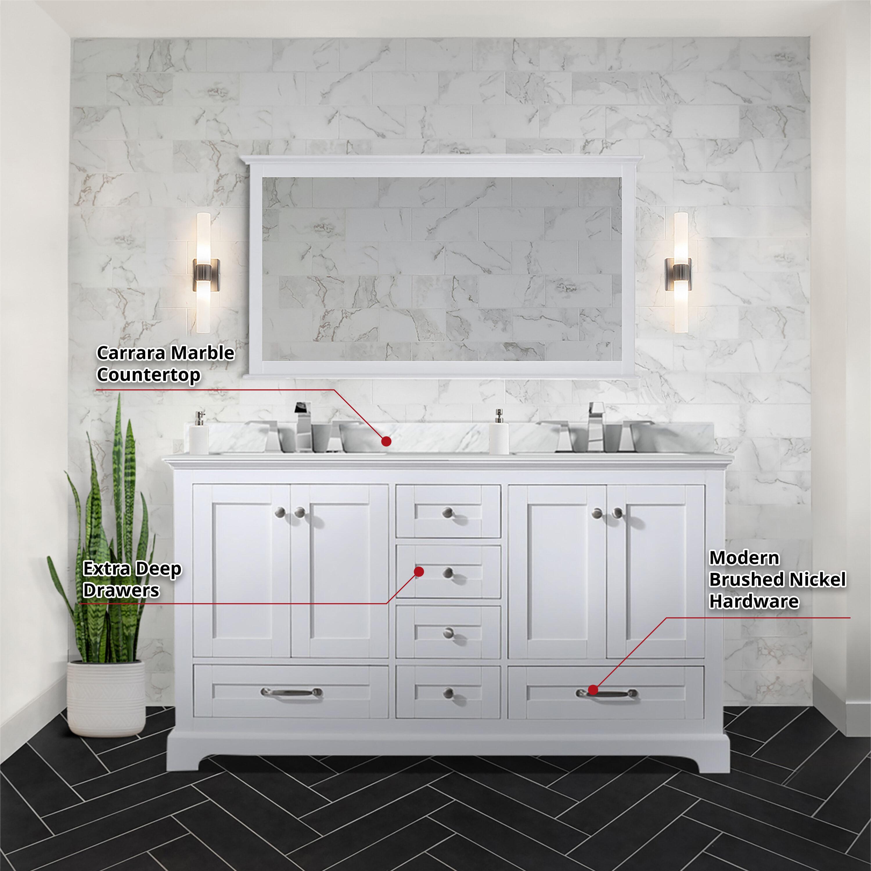 Lexora Home Dukes 60" Double Vanity with Mirror in White