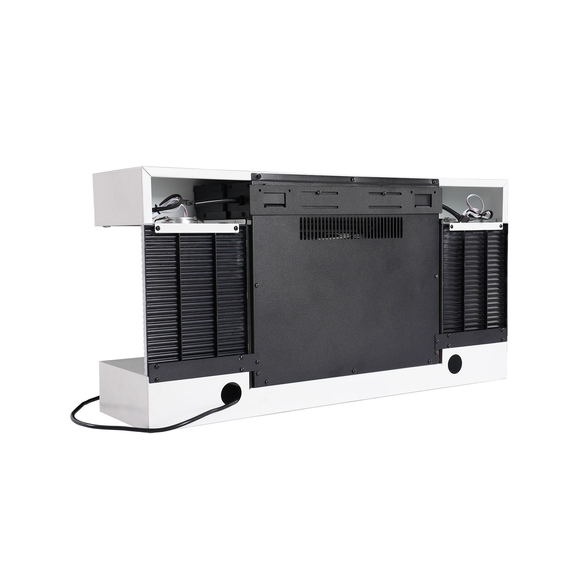 32" White Metal Wall Mounted Electric Fireplace with Remote Control