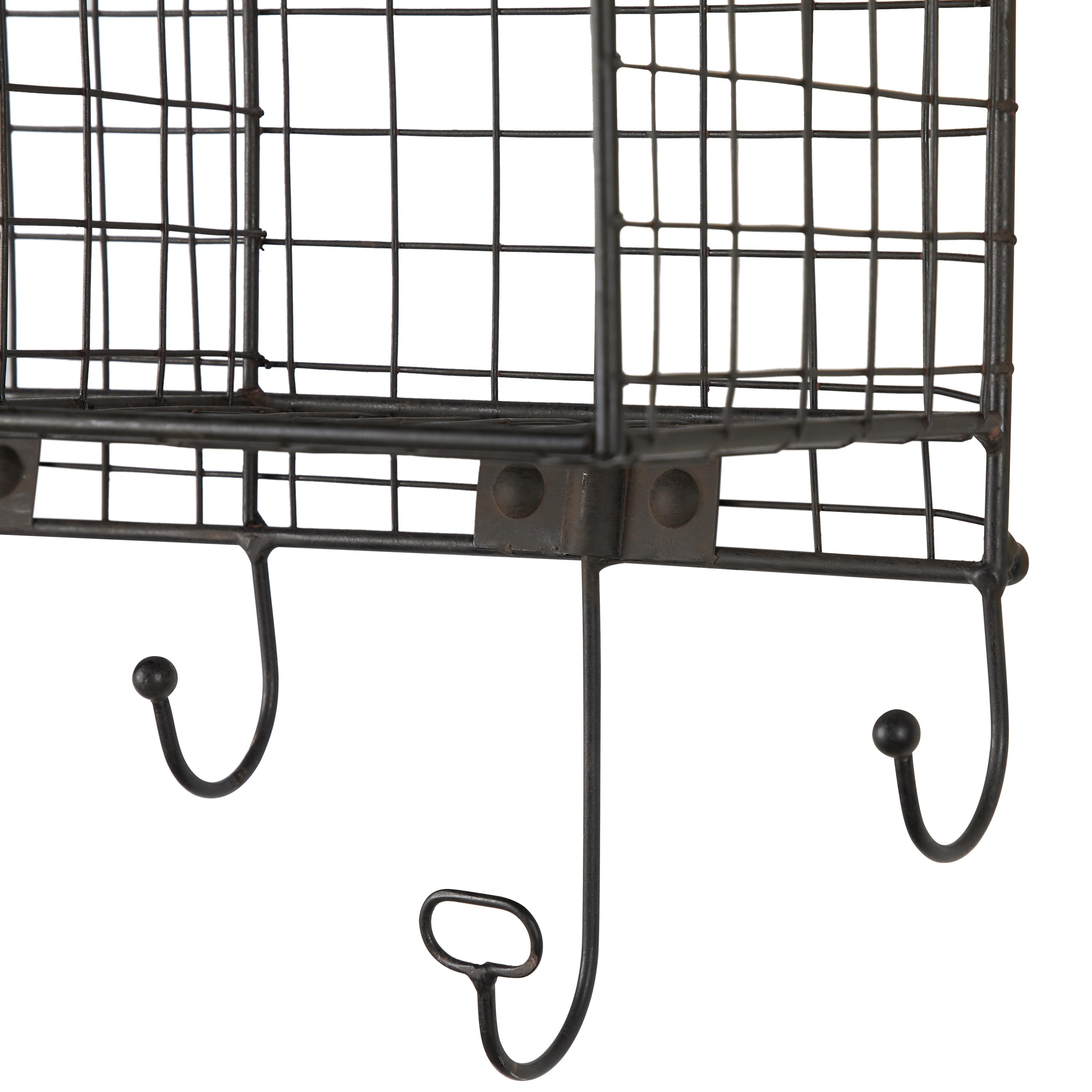 Linon Four Cubby Metal Wall Shelf in Black