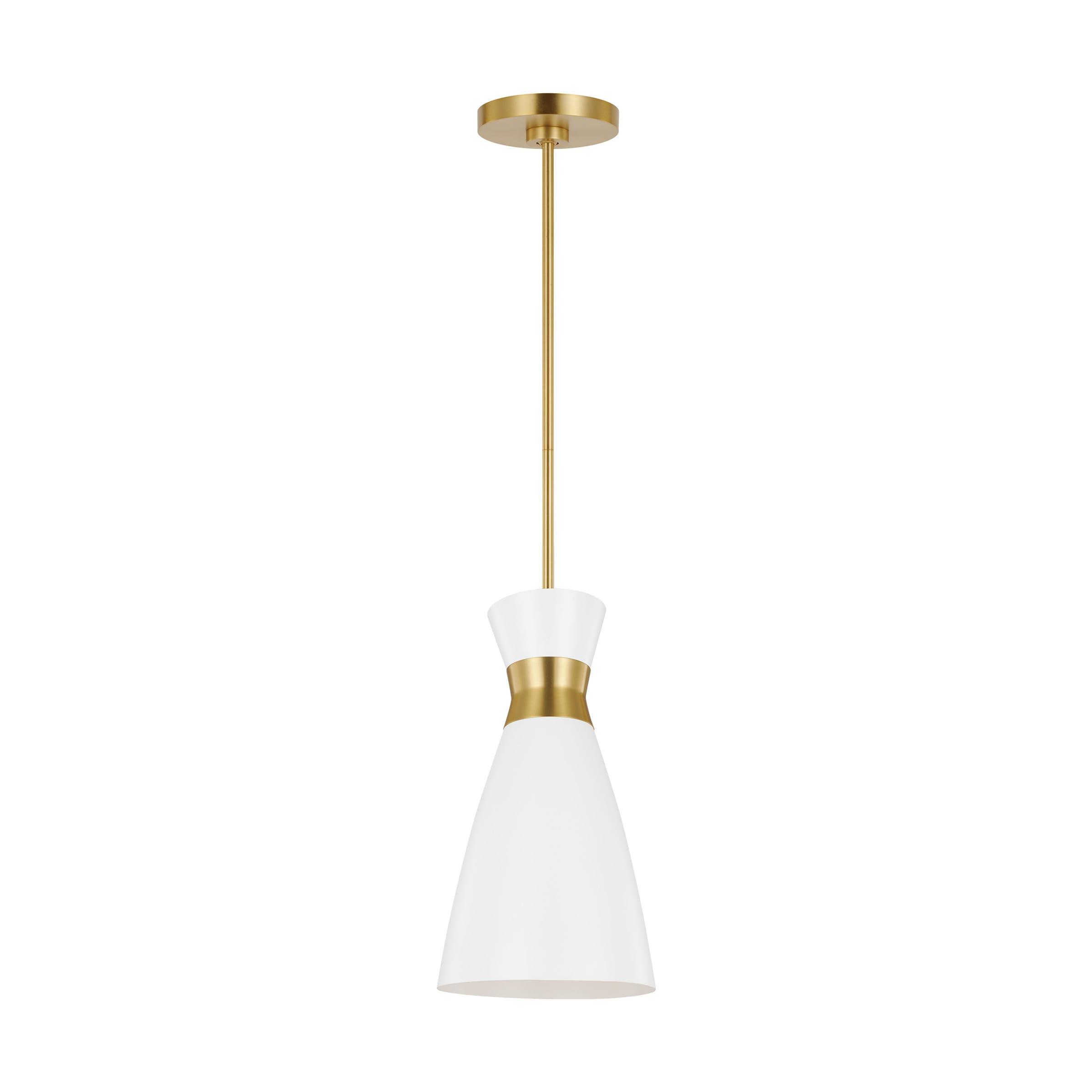Heath Chic Burnished Brass & Matte White 1-Light Indoor/Outdoor Pendant