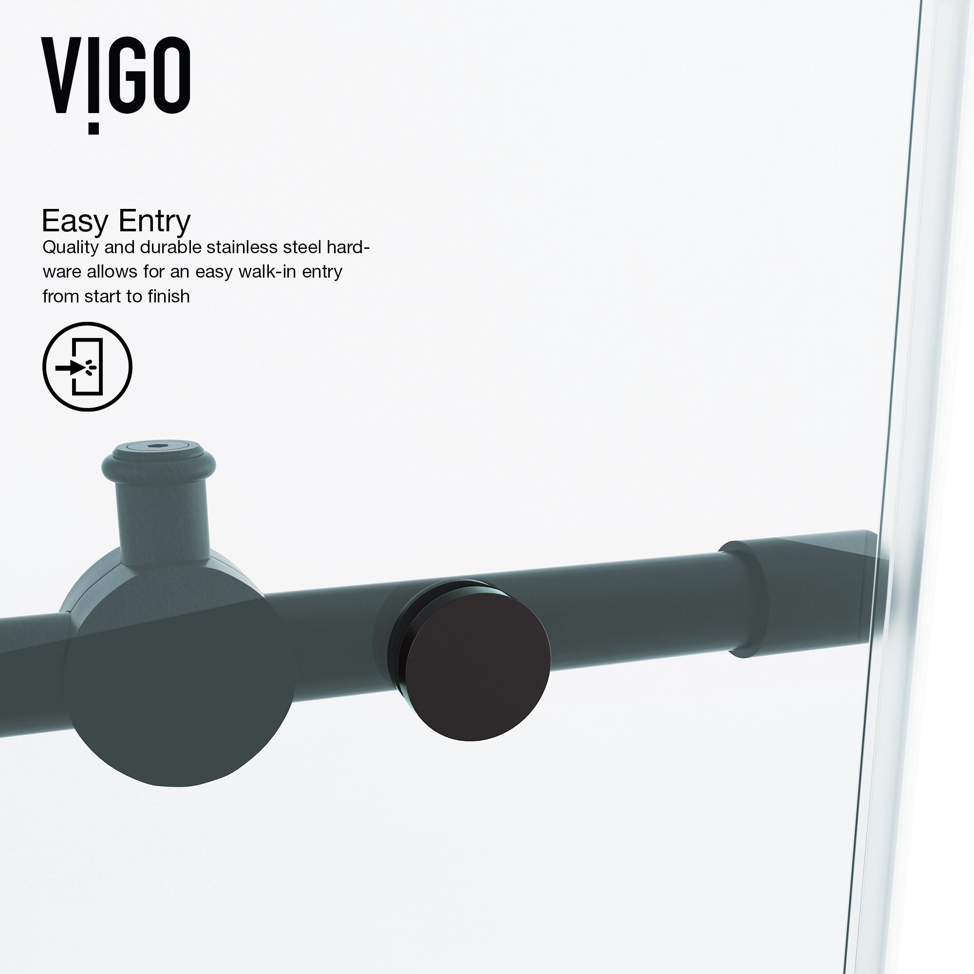Elan 56-60" W x 74" H Sliding Frameless Shower Door with 3/8" Clear Glass