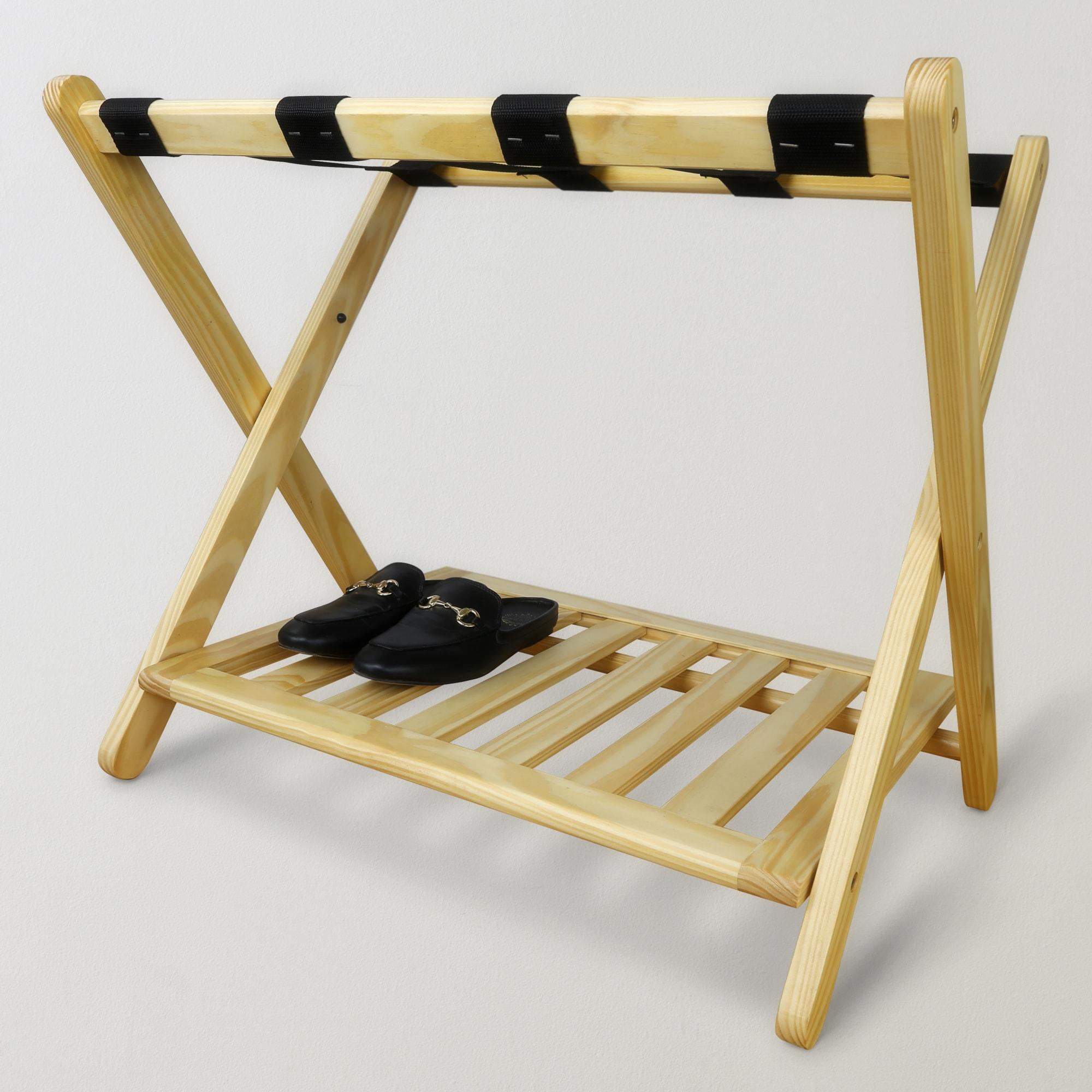 Luggage Rack with Shelf-Natural