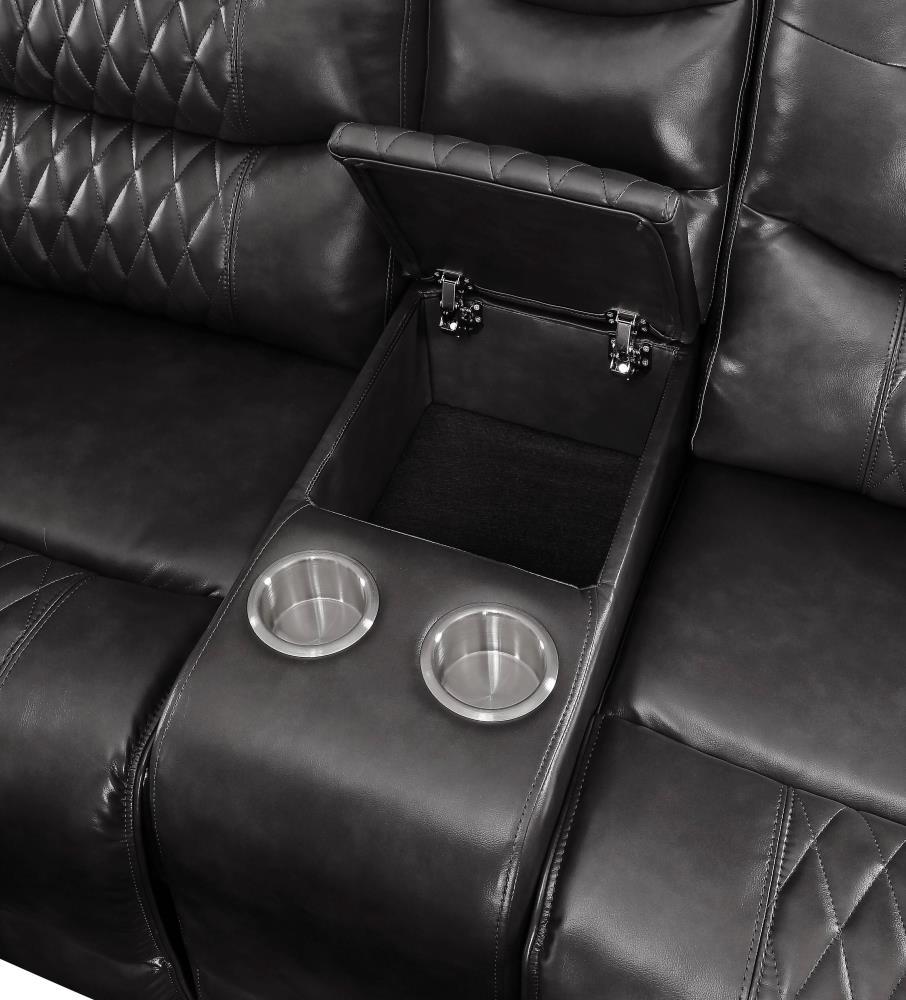 90" Braylon Sofa Magnetite PU - Acme Furniture: Reclining, Plush Cushioning, Includes 1 Pillow