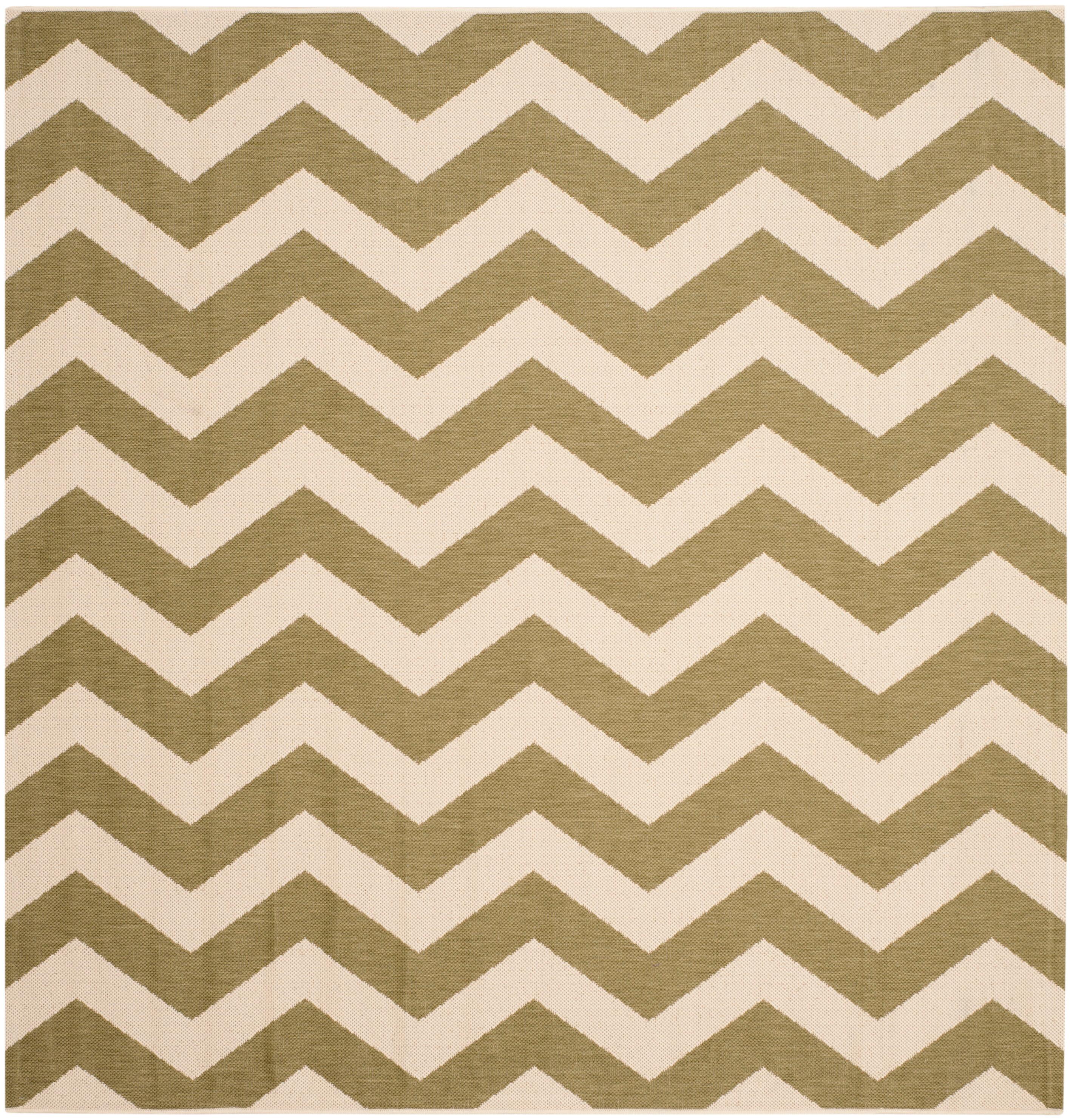 Courtyard CY6245 Power Loomed Indoor and Outdoor Area Rug - Green/Beige - 6'7"x6'7" - Safavieh