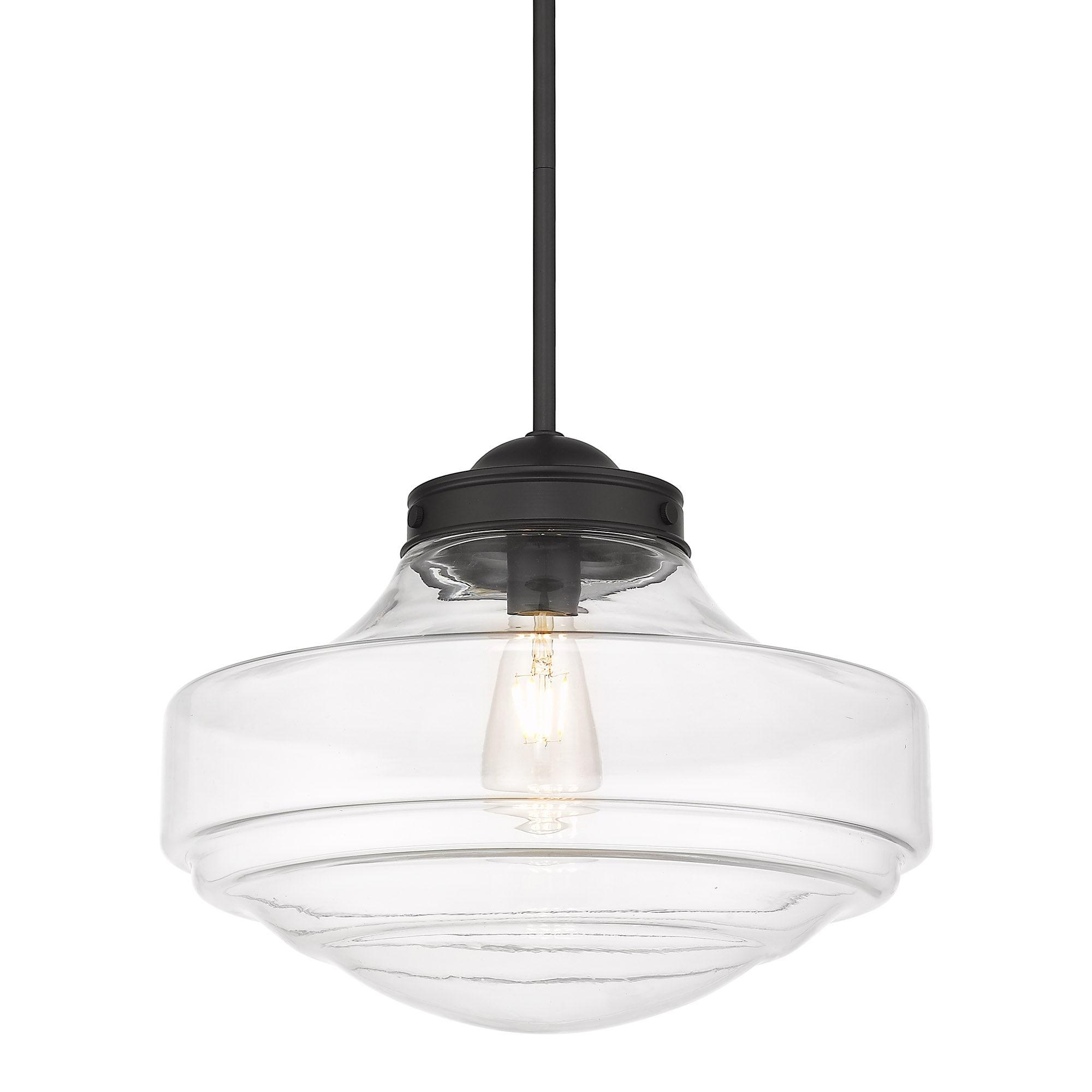 Golden Lighting Ingalls 1-Light Large Pendant in Matte Black with Clear Glass