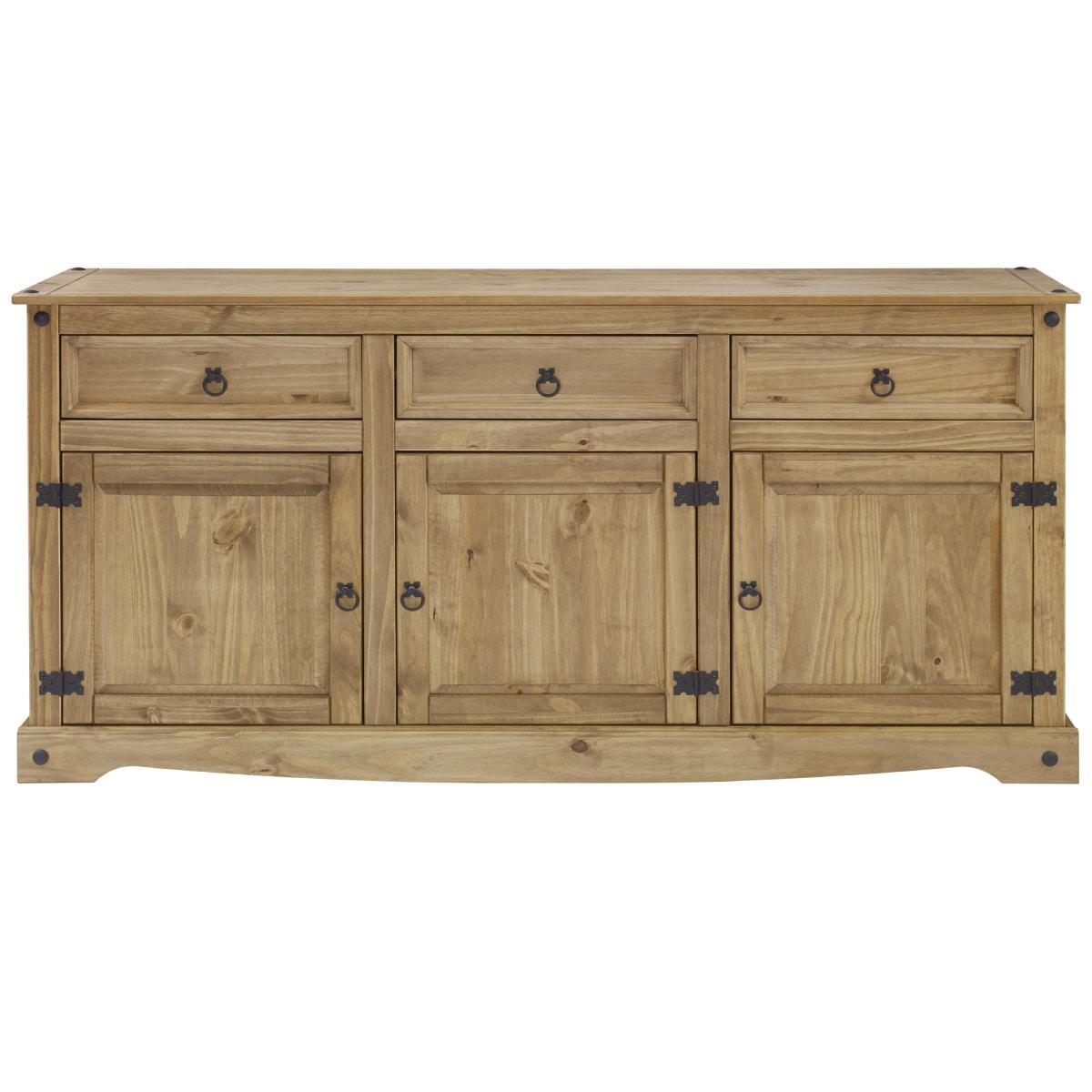 OS Home and Office Furniture Model COR917 Cottage Series Wood Buffet Sideboard in Corona Brown Brown