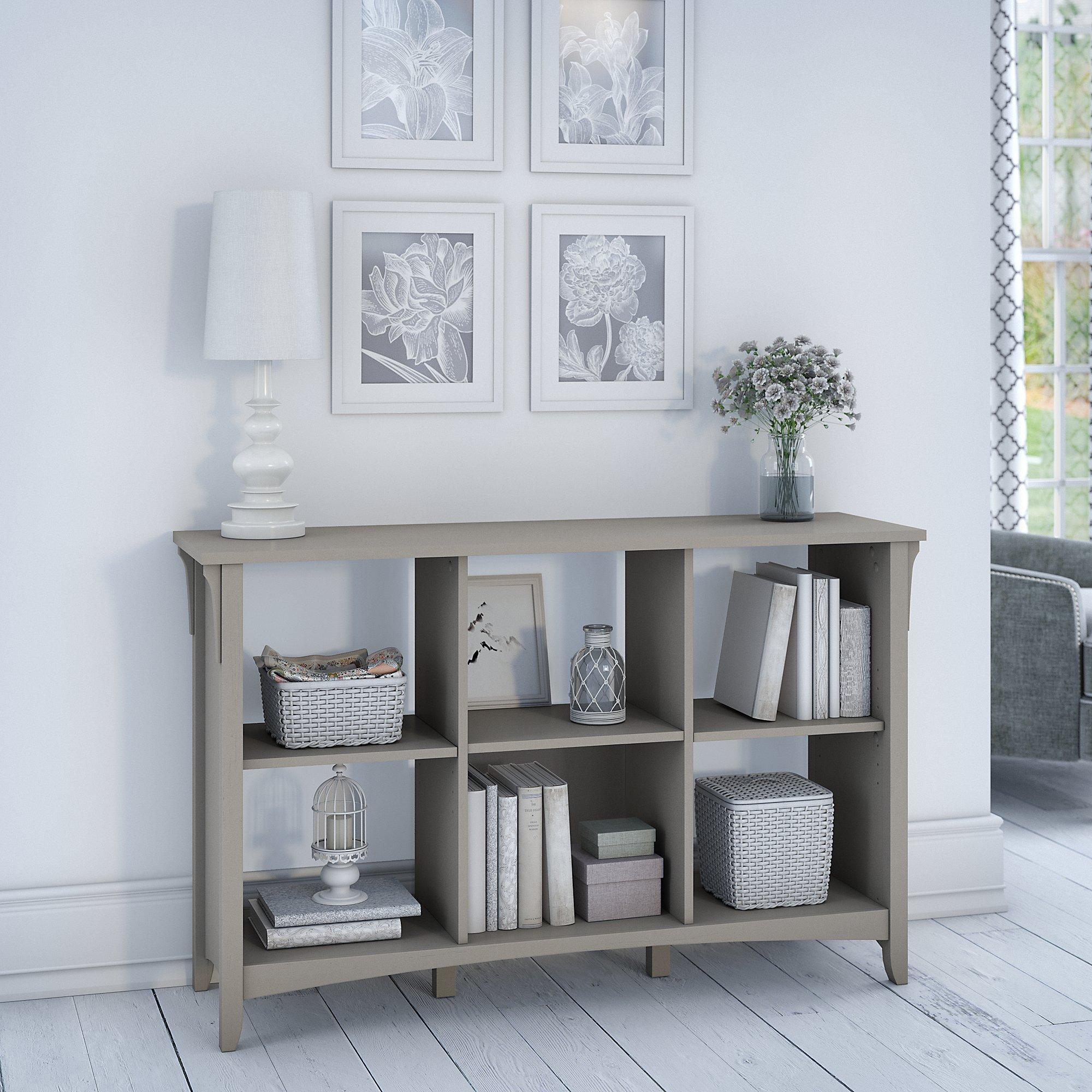 29.96" Salinas 6 Cube Organizer Gray - Bush Furniture: Mission Style Bookcase with Adjustable Shelves