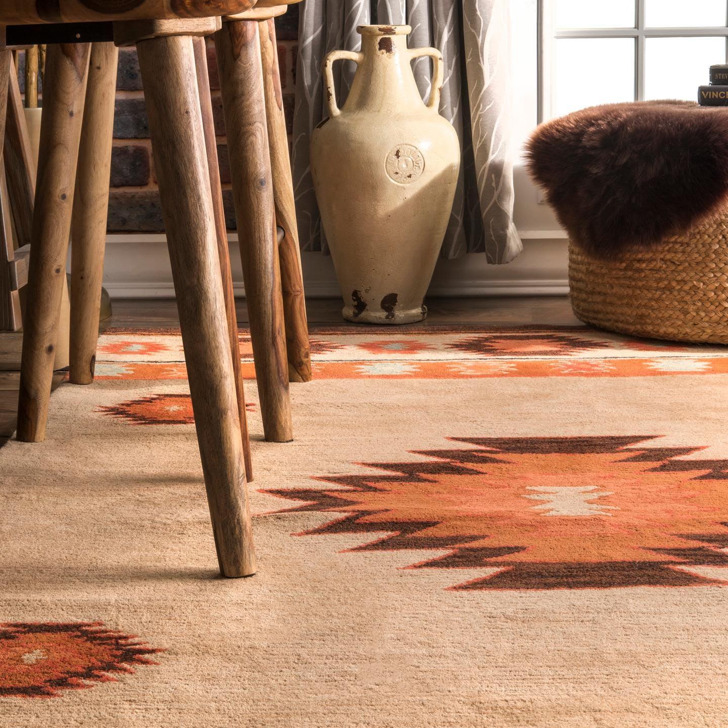 4'x6' Hand Tufted Shyla Area Rug Beige - nuLOOM: Wool, Bohemian Style, Medium Pile, Indoor Use