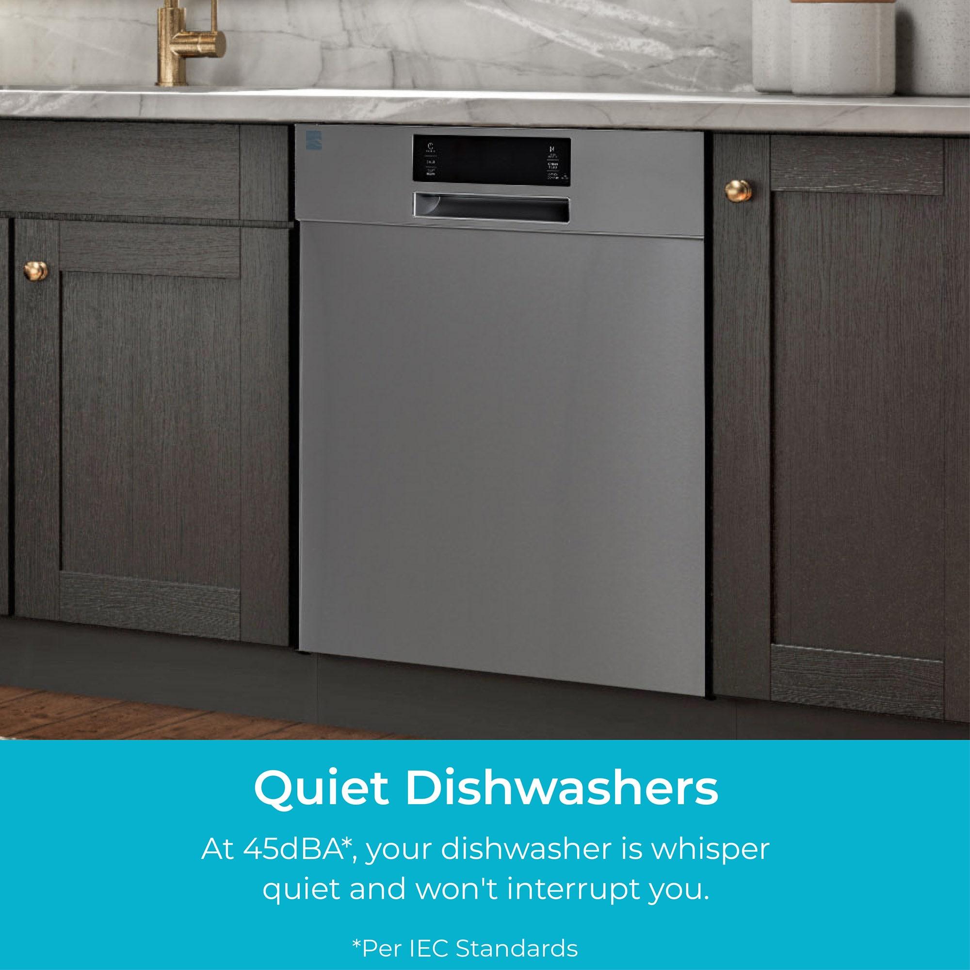 Kenmore 24" Built-In Stainless Steel Tub Dishwasher with EasyFlex 3rd Rack, SmartWash, UltraWash Plus, TurboDry, and MoreSpace Adjustable Rack, Energy Star Certified, Black