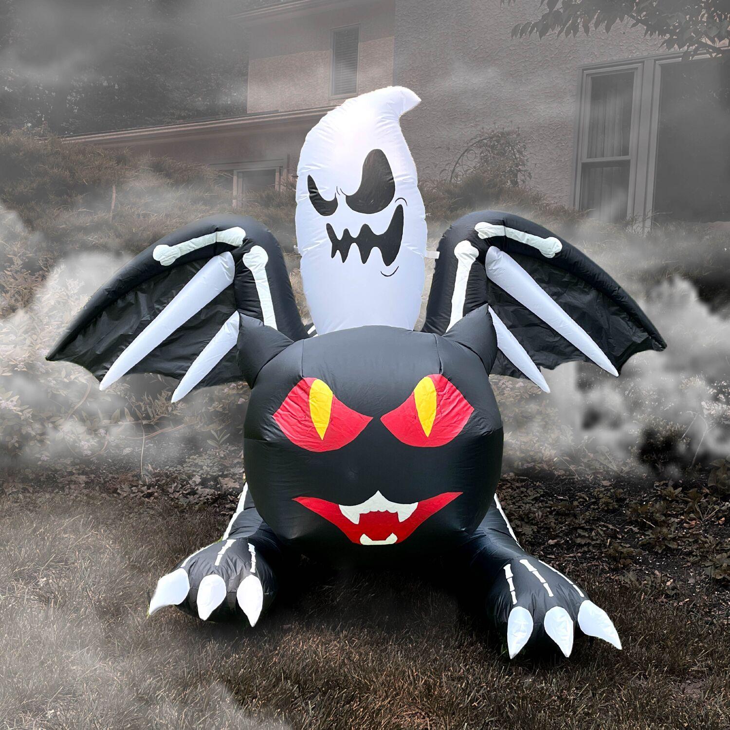 Haunted Hill Farm Inflatable Black Cat with Ghost, 5-ft.