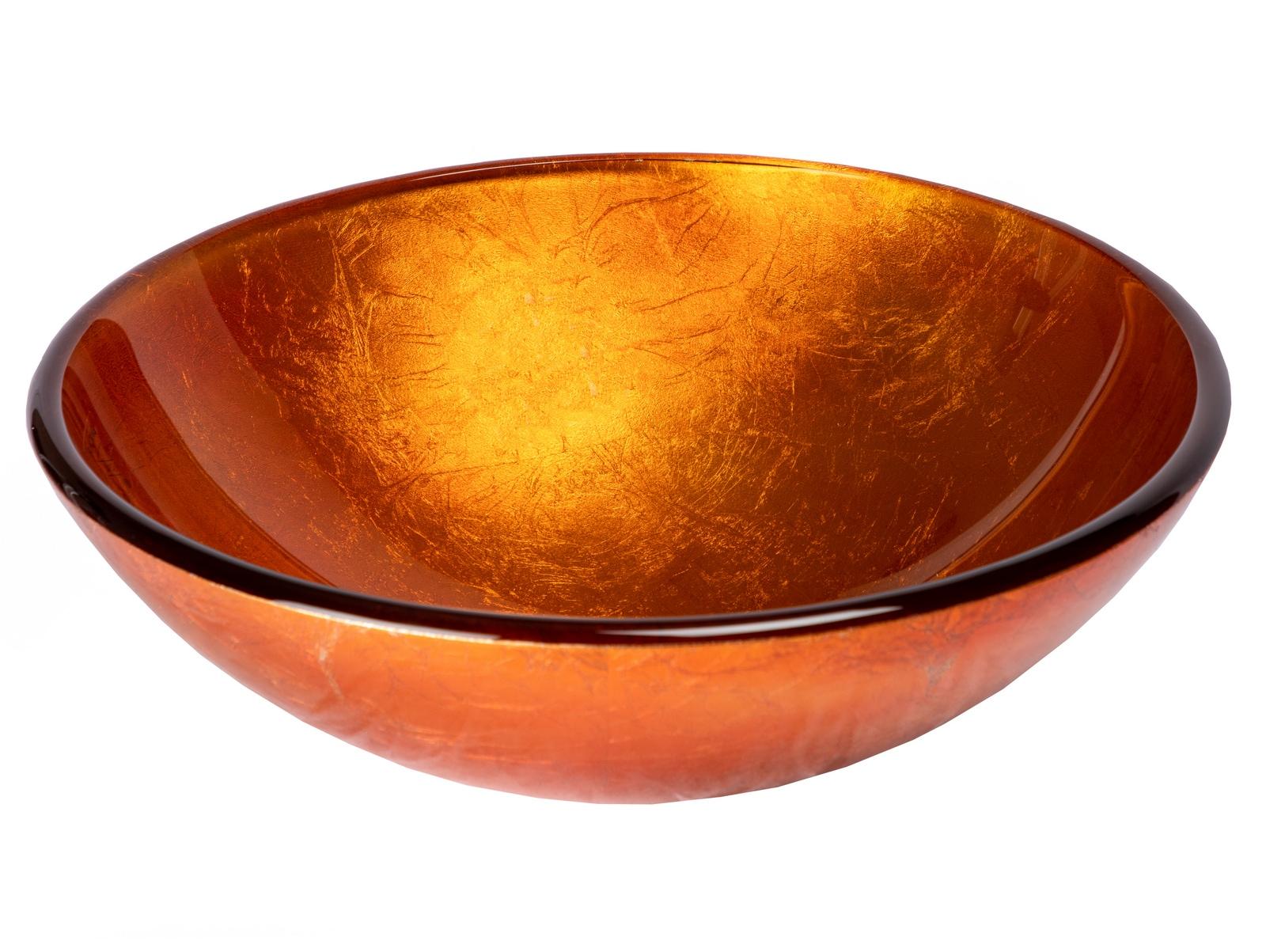 Eden Bath 16.5'' Orange Tempered Glass Circular Bathroom Sink