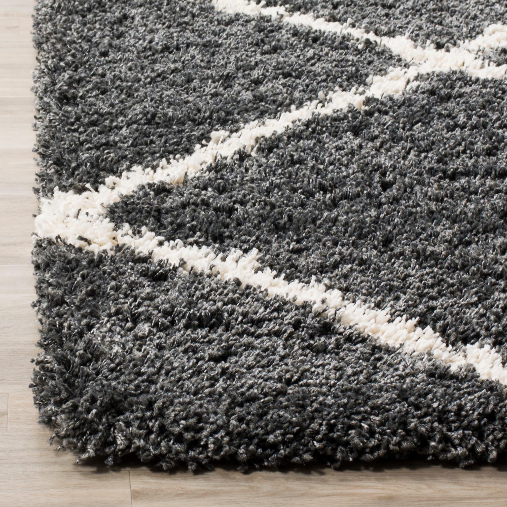 Hudson Shag SGH281 Power Loomed Indoor Area Rug - Dark Grey/Ivory - 8'x10' - Safavieh
