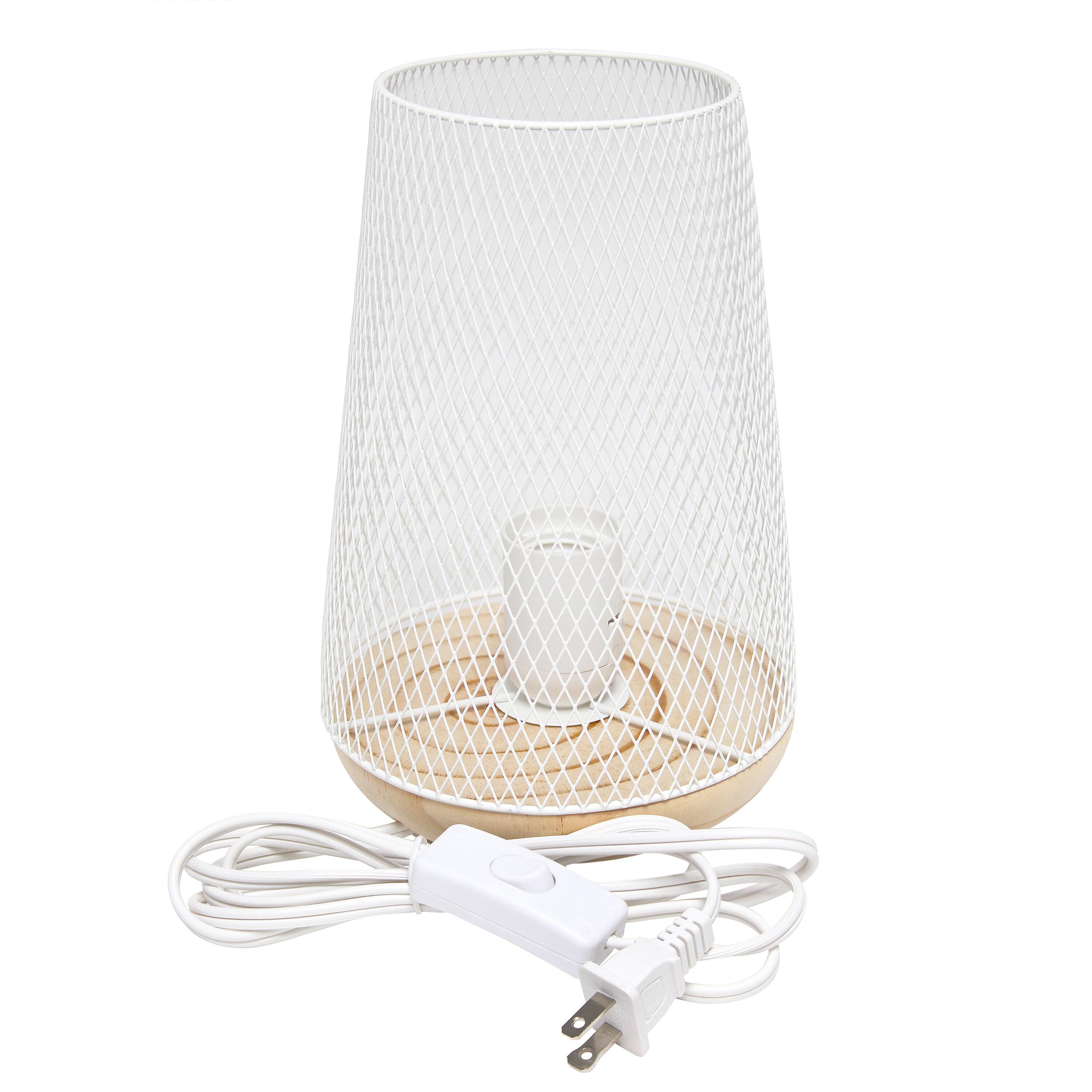 Simple Designs Wired Mesh Uplight Table Lamp White: Modern Cylinder Shade, ETL Listed, No Assembly Required