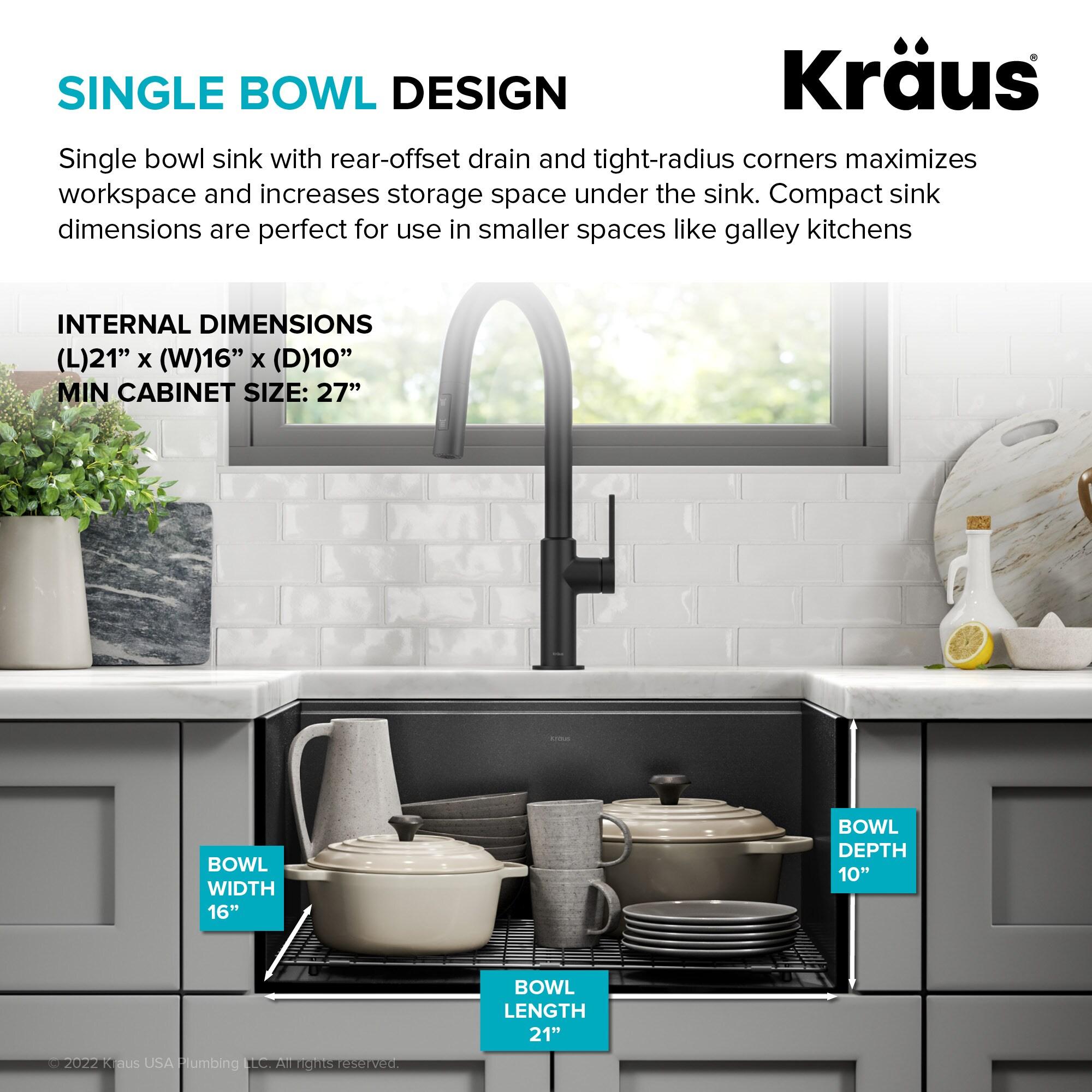 KRAUS Kore™ Undermount Workstation 16 Gauge Black Stainless Steel Single Bowl Kitchen Sink in PVD Gunmetal Finish