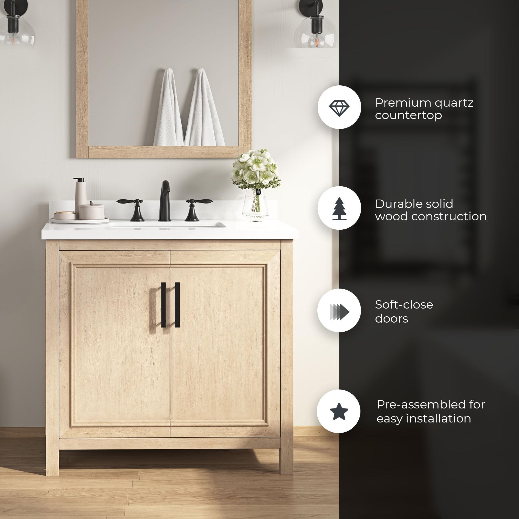 OVE Decors Nyall Bathroom Vanity 36 In, Sahara Birch (Renovation)