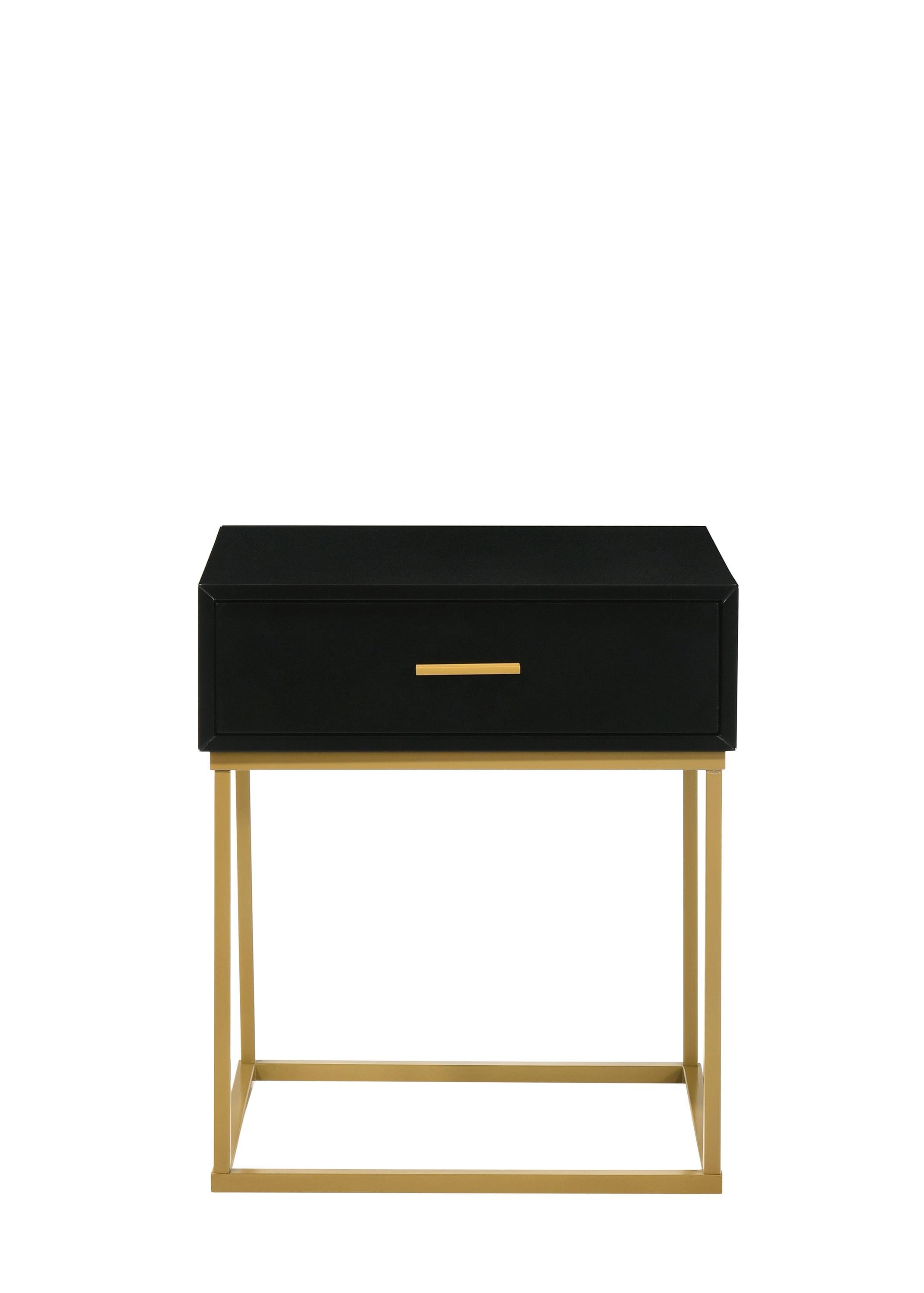 LuXeo Catalina One Drawer Nightstand with Mustard Gold Legs