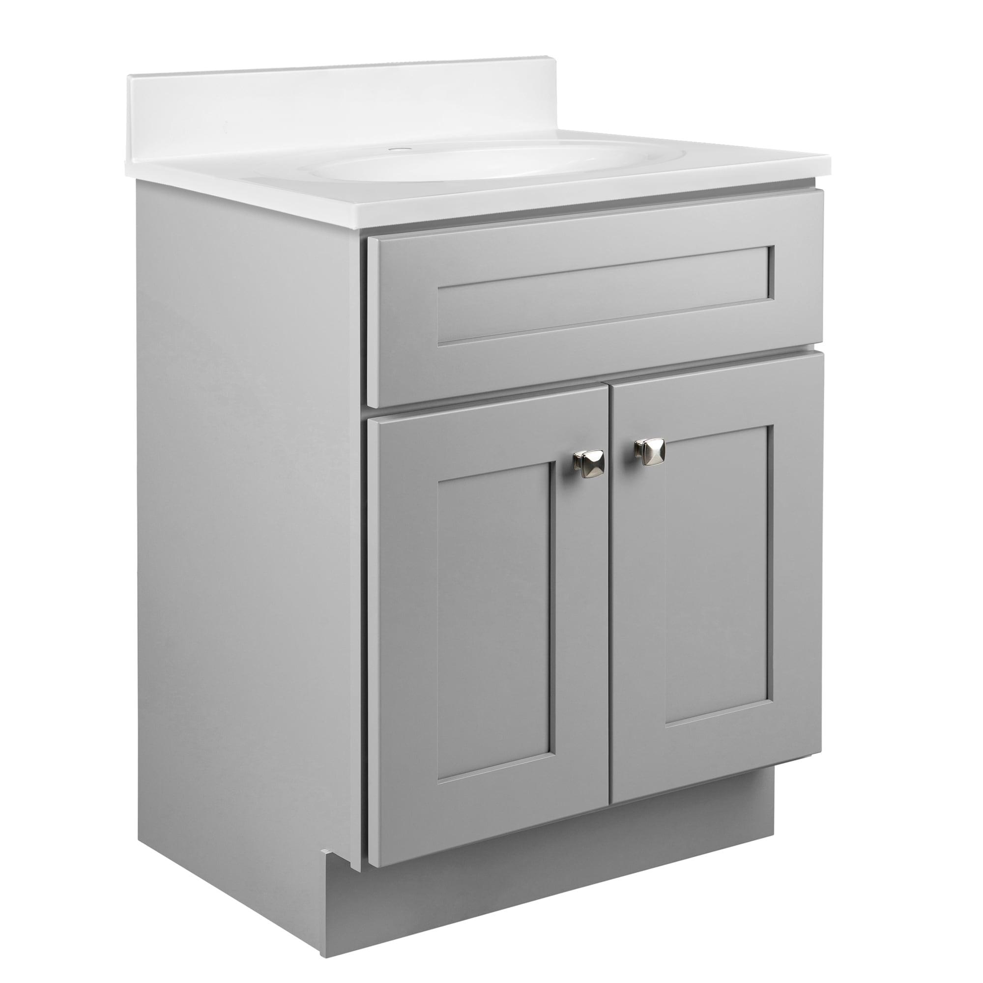 Brookings 24 Inch Bathroom Vanity, Ready to Assemble, Solid Wood, Sherwin Williams – Design House, 587063