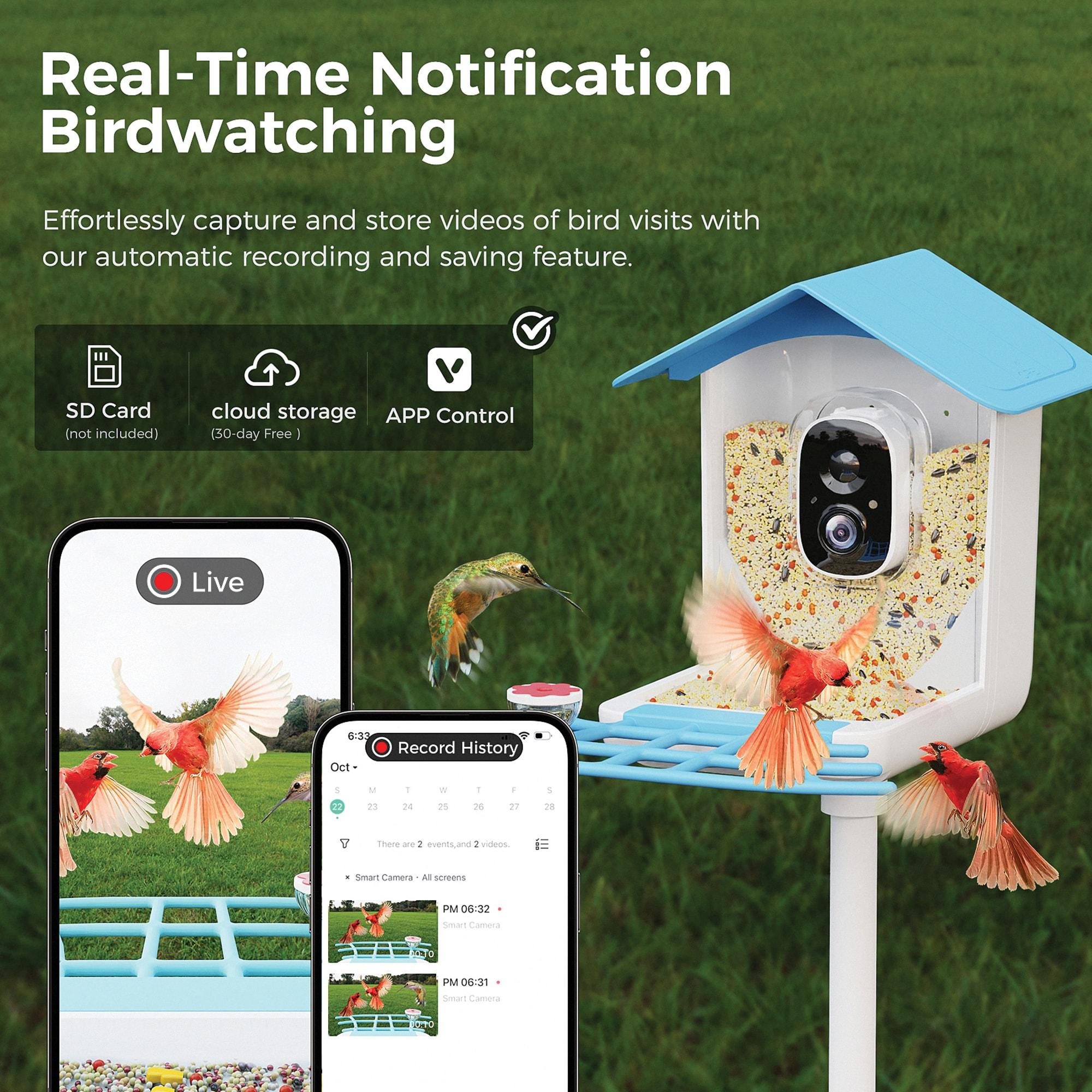 PerchMe™ Smart Bird Feeder with Camera (Sky Blue Canopy)