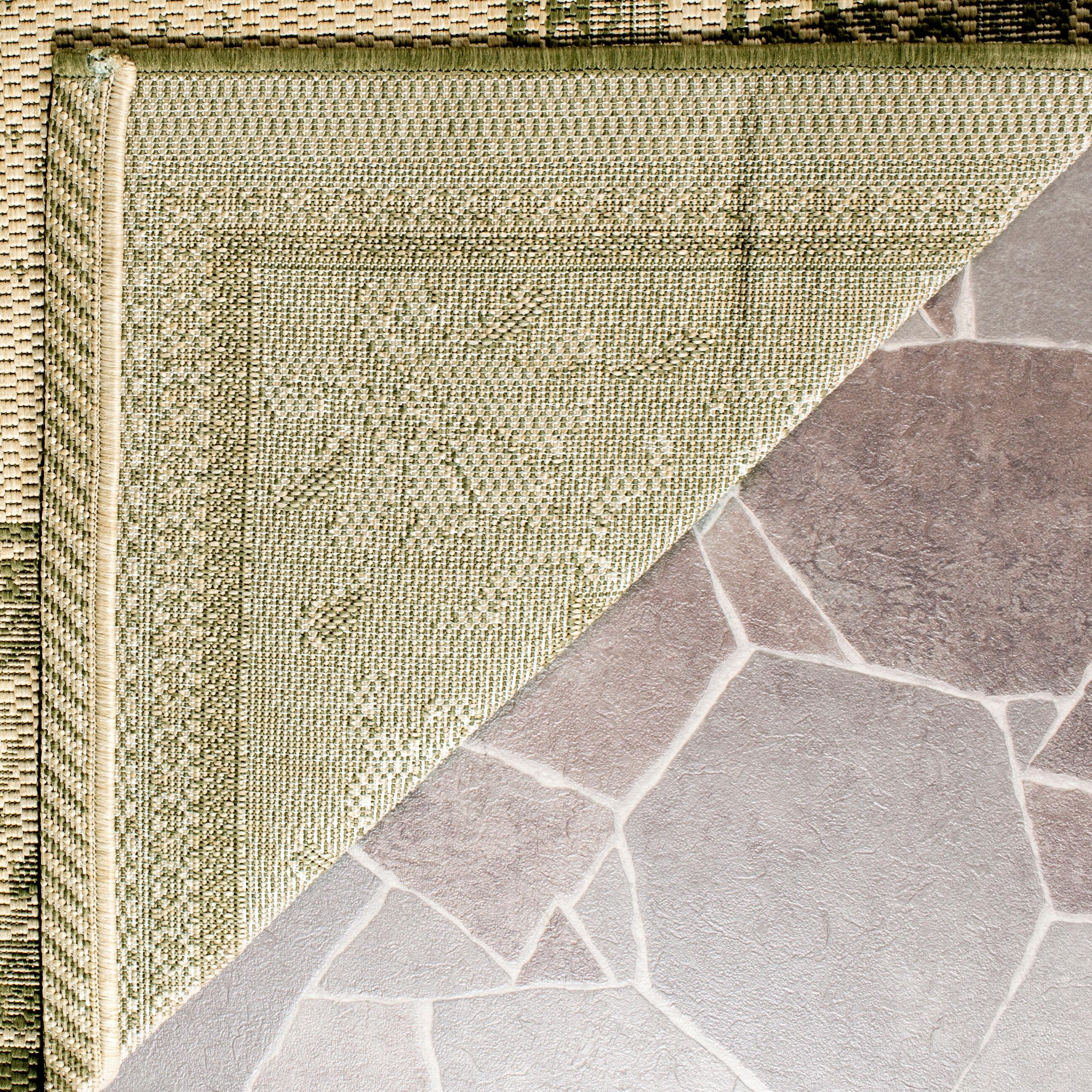 Courtyard CY0901 Power Loomed Indoor and Outdoor Area Rug - Natural/Olive - 4'x5'7" - Safavieh