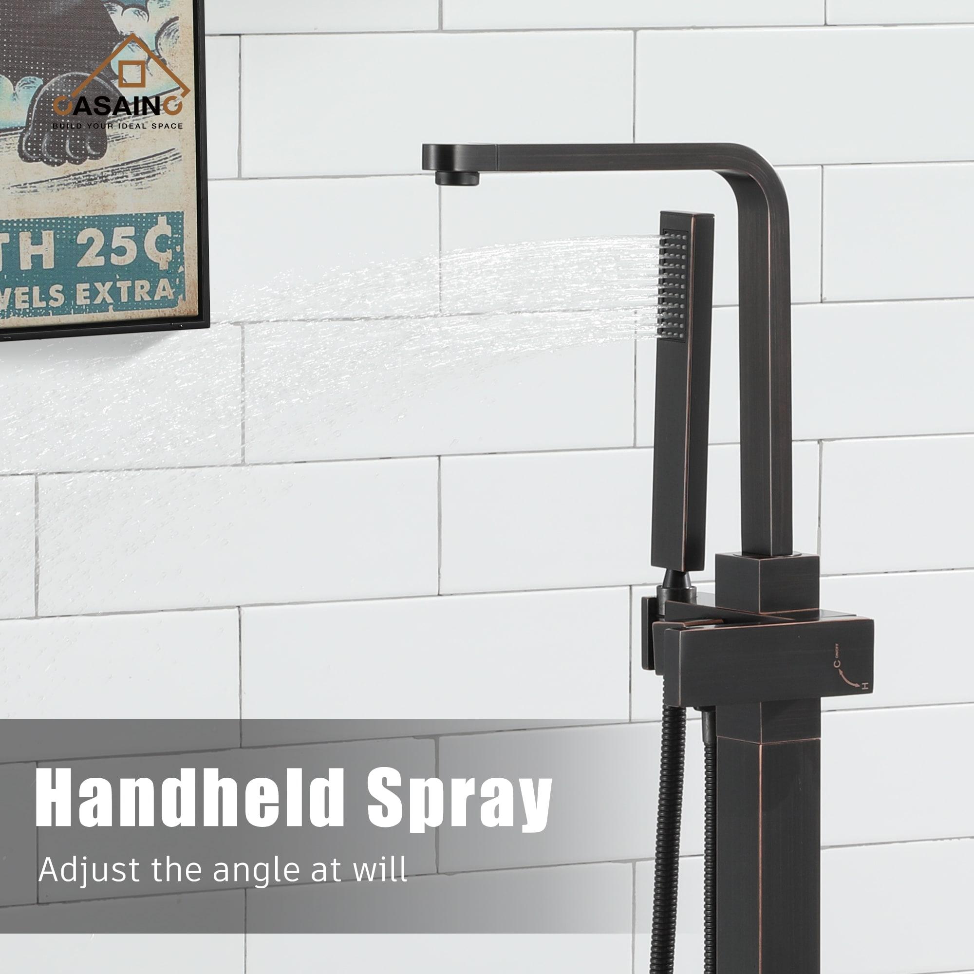 CASAINC Freestanding 2 Handles High Flow Bathtub Faucet with Hand Shower