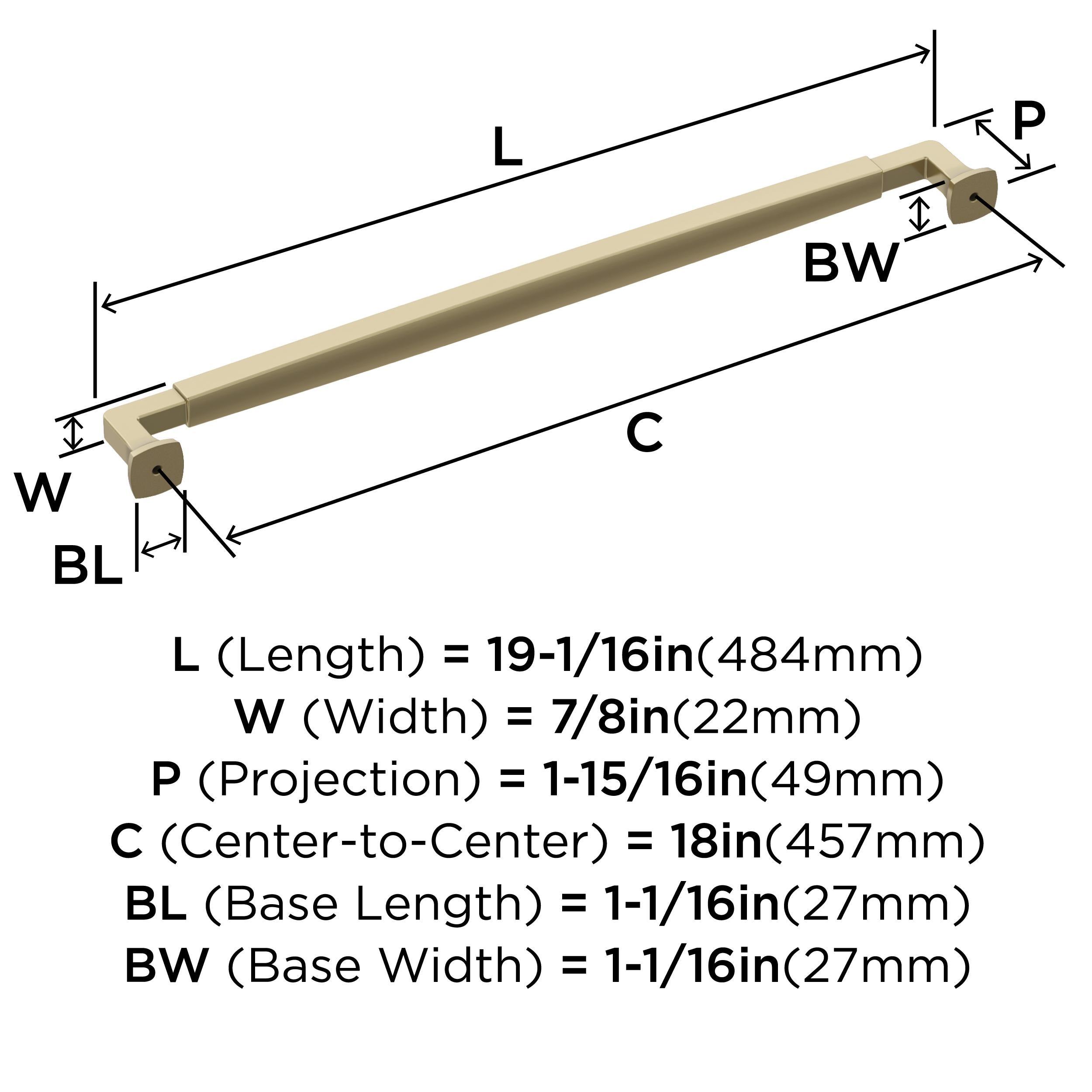 Amerock Stature 18 inch (457mm) Center-to-Center Golden Champagne Appliance Pull